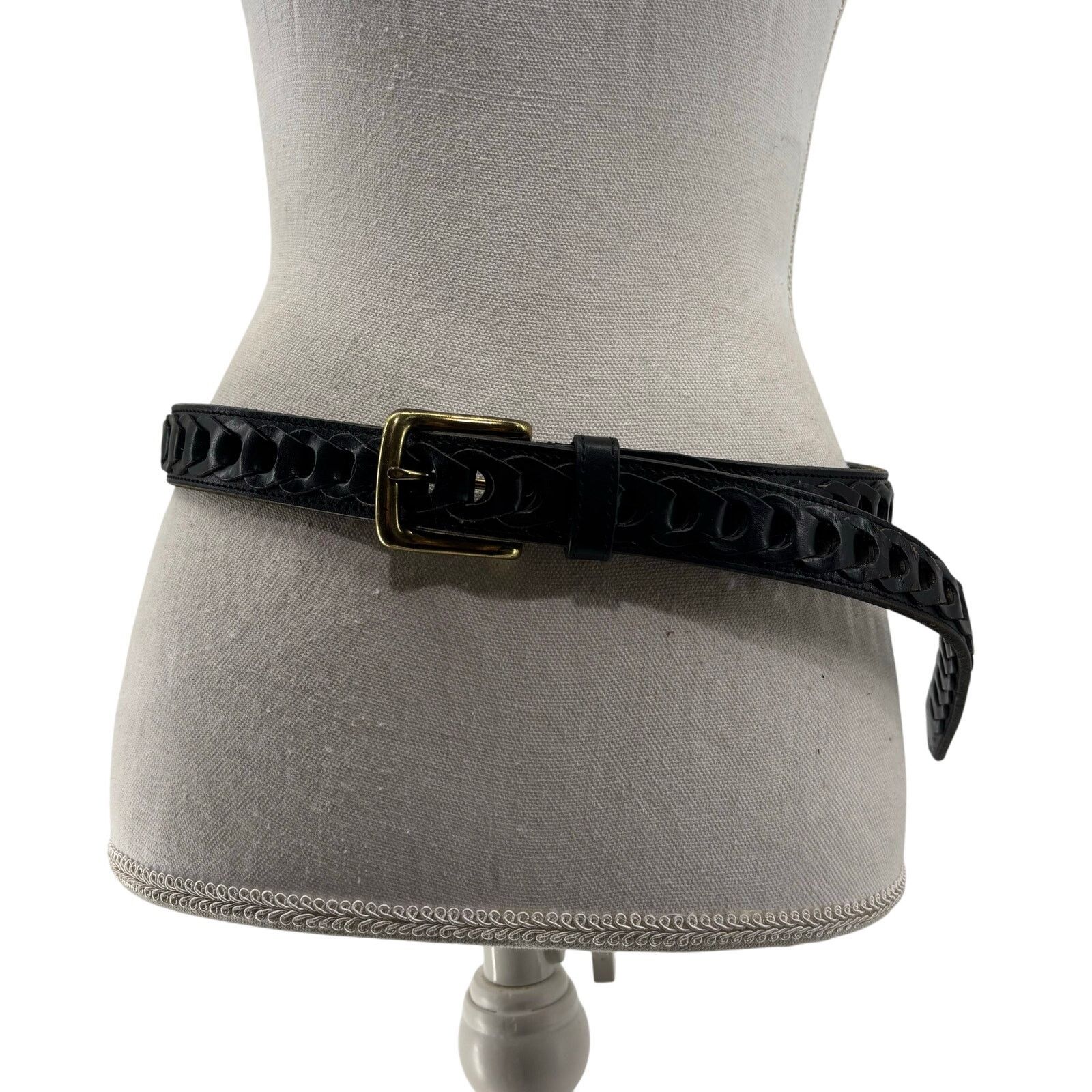 Other Men's Black Size 38 Genuine Leather Belt Casual Links Gold Size 38 - 1 Thumbnail