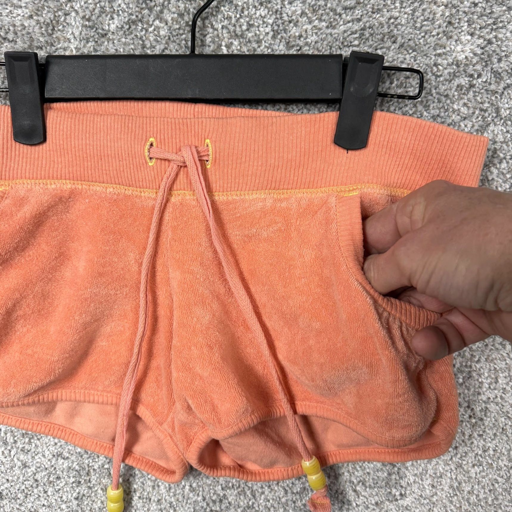 Old Navy VINTAGE Old Navy Sweat Shorts XXS Women's Casual Shorts 29x9 Peach Orange Terry Cloth Drawstring Elastic Waist Pockets Summer Size 24" / US 00 / IT 34 - 5 Thumbnail