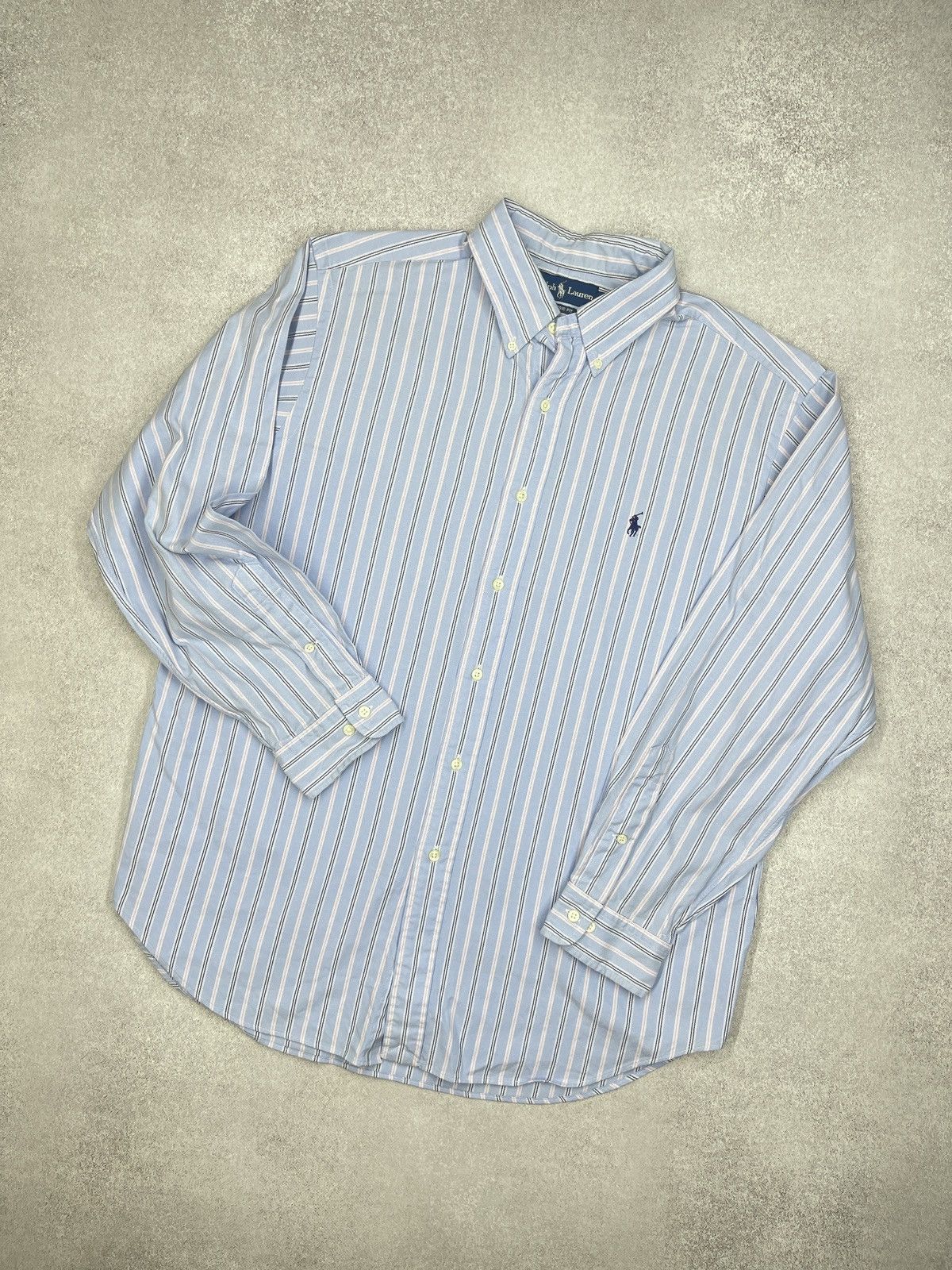 Polo Ralph Lauren Vintage Polo Ralph Lauren Striped Shirt Blue Y2K RRL Size XL Size US XL / EU 56 / 4 - 1 Thumbnail