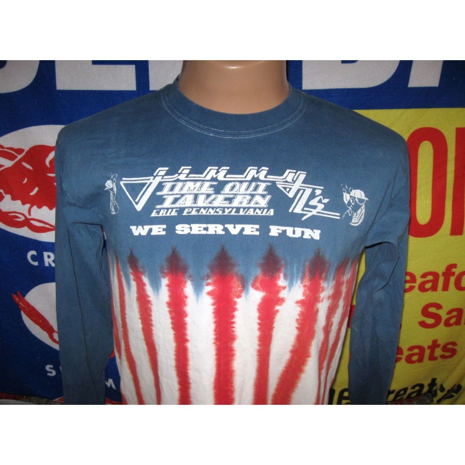 Gildan VINTAGE JIMMY Z's TIME OUT Tavern Erie PA Shirt Adult Medium USA Flag DEFUNCT T Size US M / EU 48-50 / 2 - 2 Thumbnail