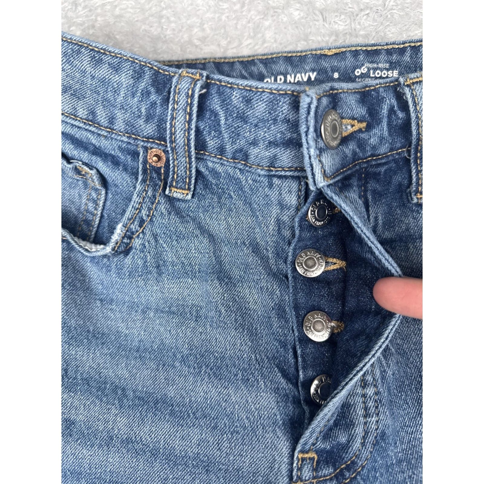 Old Navy Old Navy Jeans Womens 8 Blue High-Rise OG Loose Cropped Raw Hem Wide Leg Denim Size 30" / US 8 / IT 44 - 5 Thumbnail