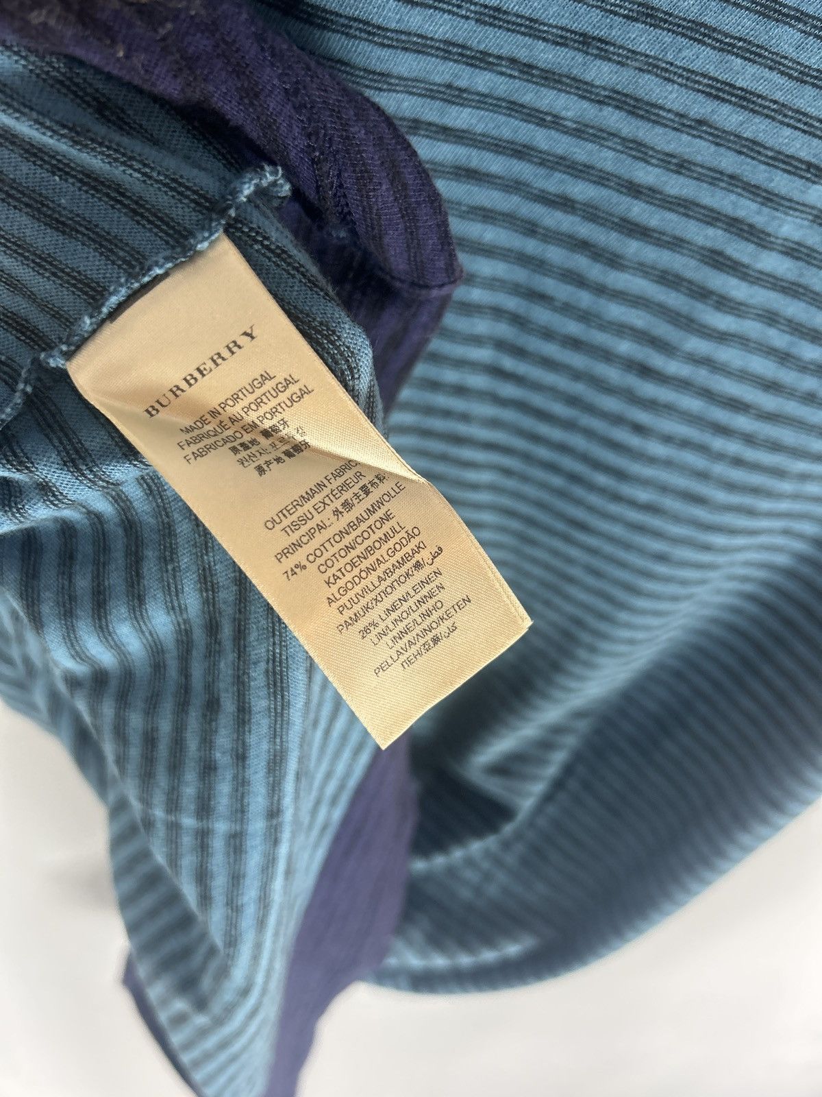 Burberry Burberry Brit Striped Pocket Cotton Linen Blend T-shirt Size US L / EU 52-54 / 3 - 5 Thumbnail