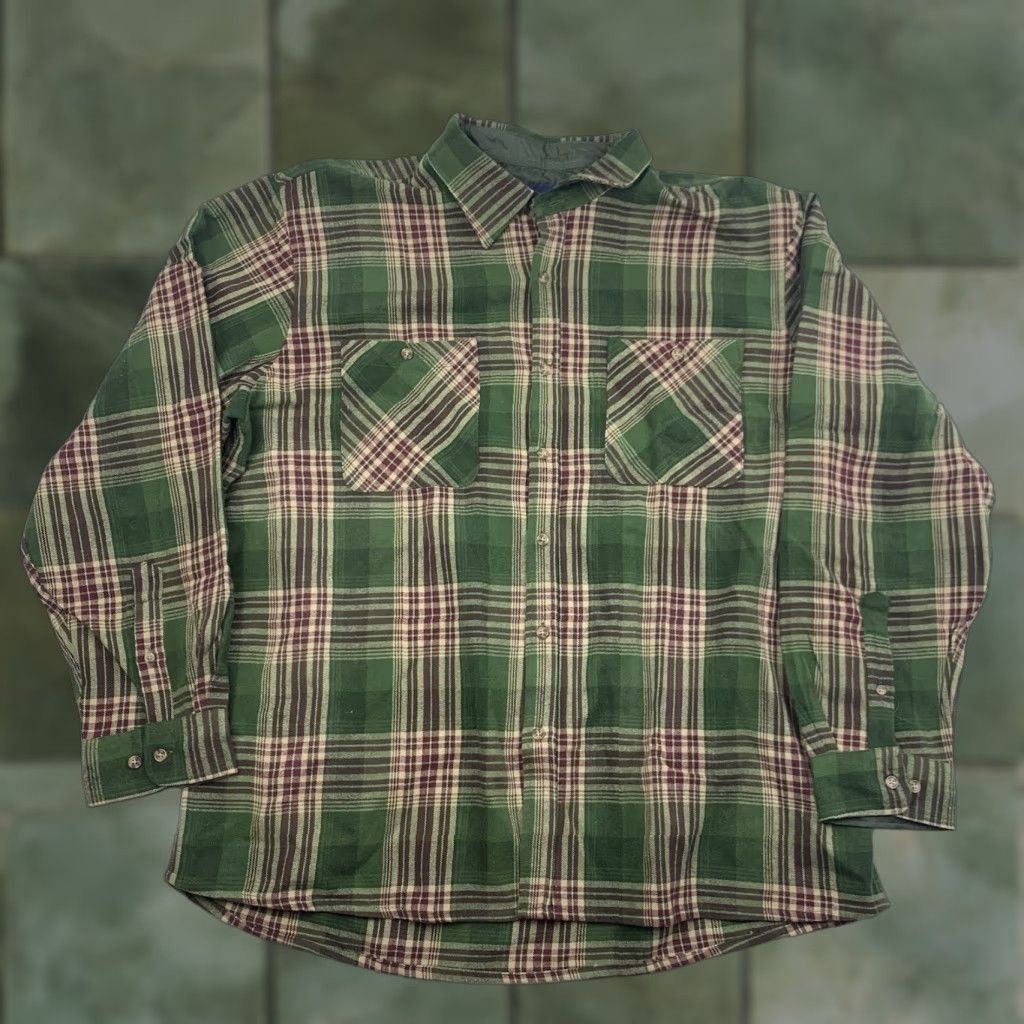 Blair VINTAGE John Blair Flannel Shirt Men Adult XL Green Plaid Outdoor Nature 80s Size US XL / EU 56 / 4 - 1 Thumbnail