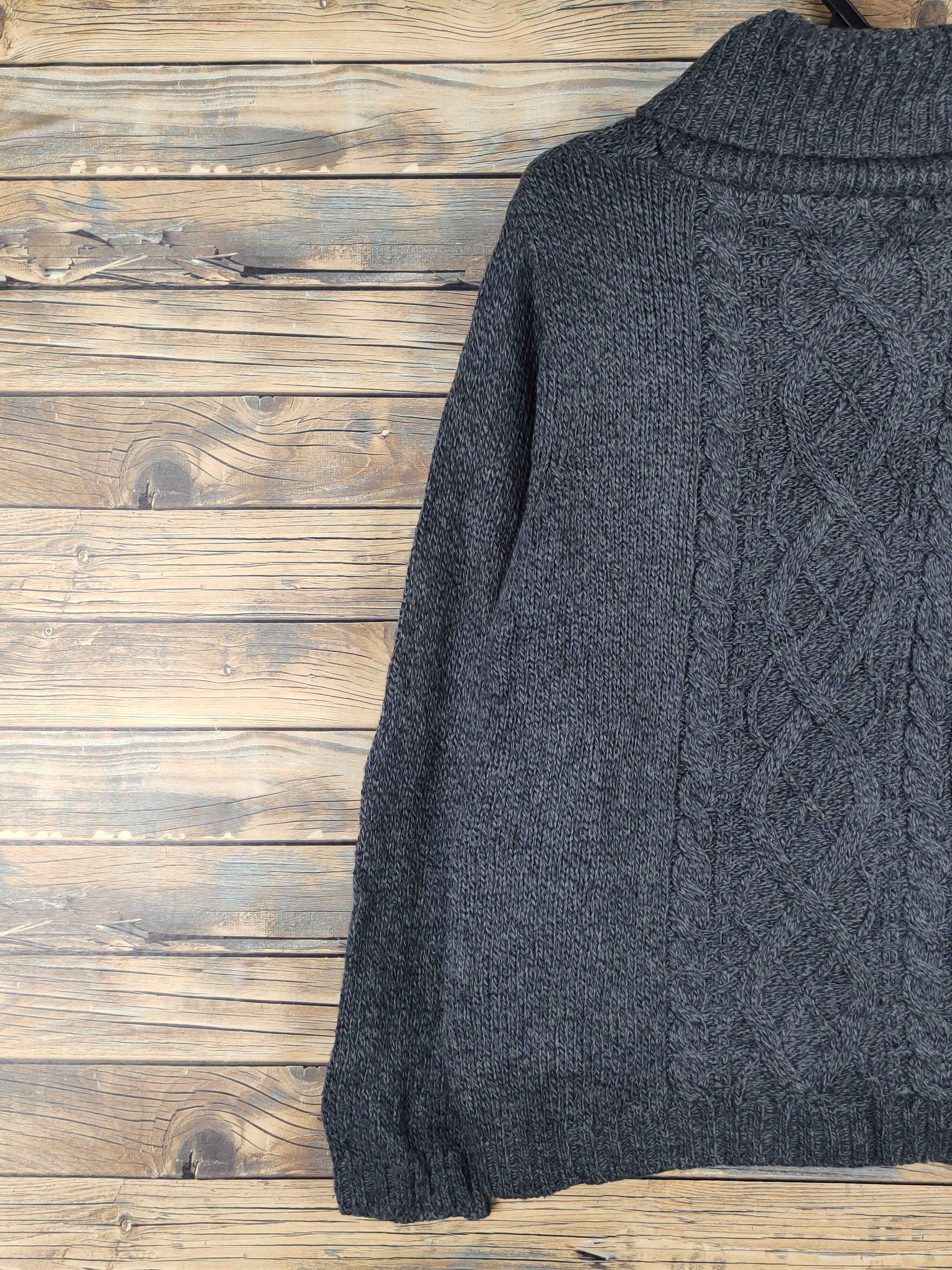 Aran Isles Knitwear × Japanese Brand × Vintage Topvalu Dark Gray cable Knitwear Sweaters #W1350 Size US M / EU 48-50 / 2 - 8 Thumbnail