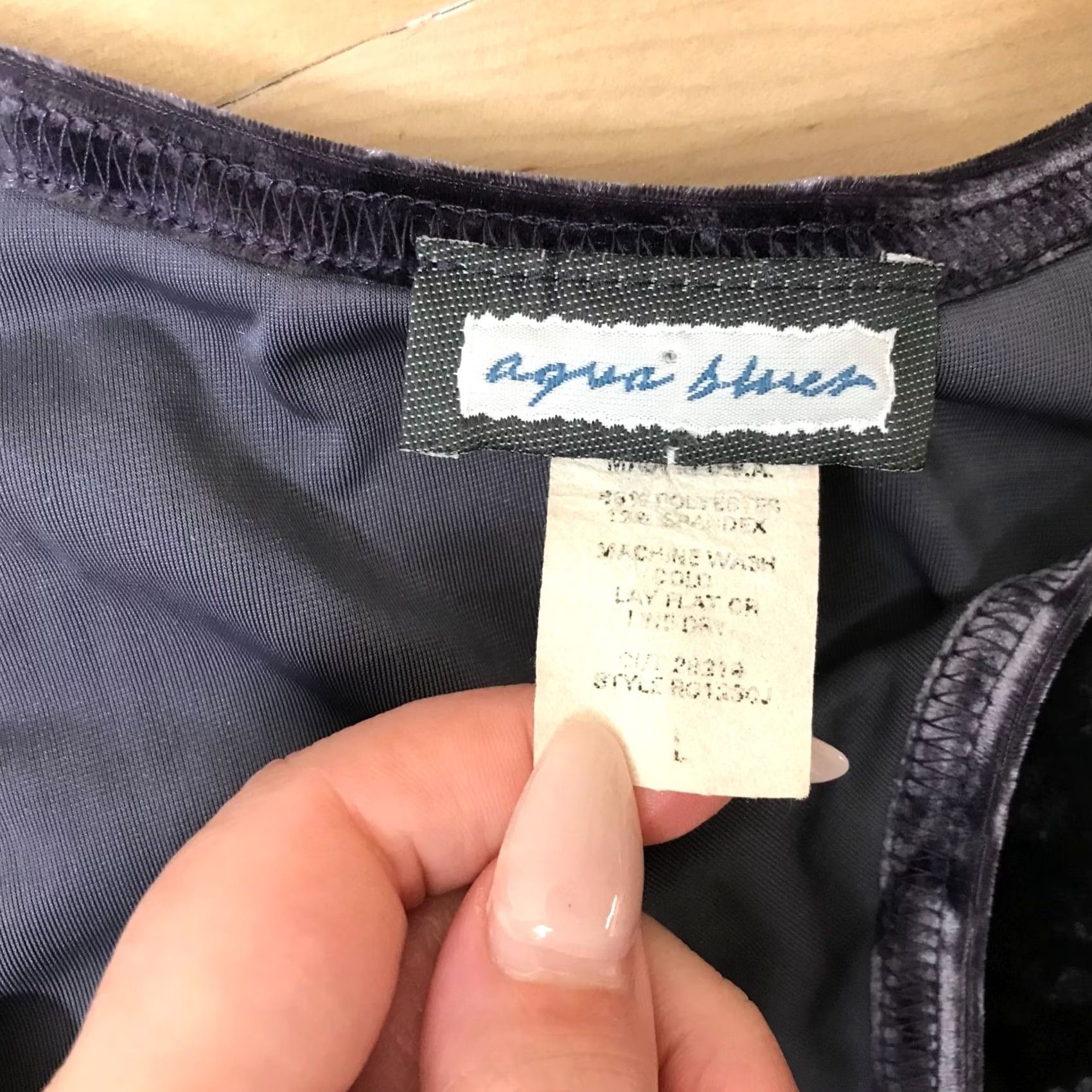 AQUA AQUA BLUES Slip Dress Womens Large Purple Spaghetti Strap Velour Y2K Size L / US 10 / IT 46 - 7 Thumbnail