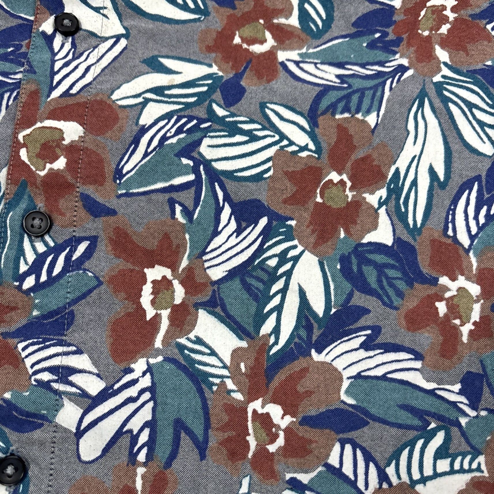 RVCA RVCA PARADISE VALLEY Floral Woven S/S Regular Fit Men's Shirt L Blue Brown Multi Size L Size US L / EU 52-54 / 3 - 5 Thumbnail