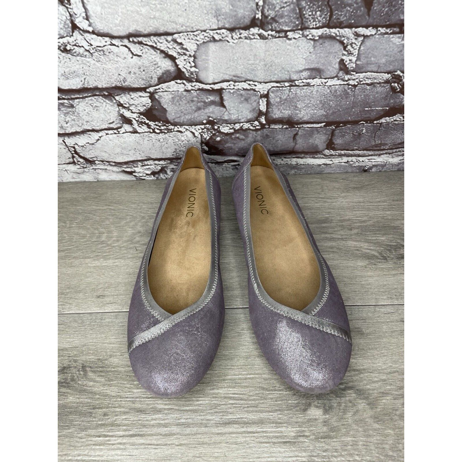 Other Vionic Caroll Metallic Shimmer Pewter Purple Leather Flats W Size US 9.5 / IT 39.5 - 15 Thumbnail