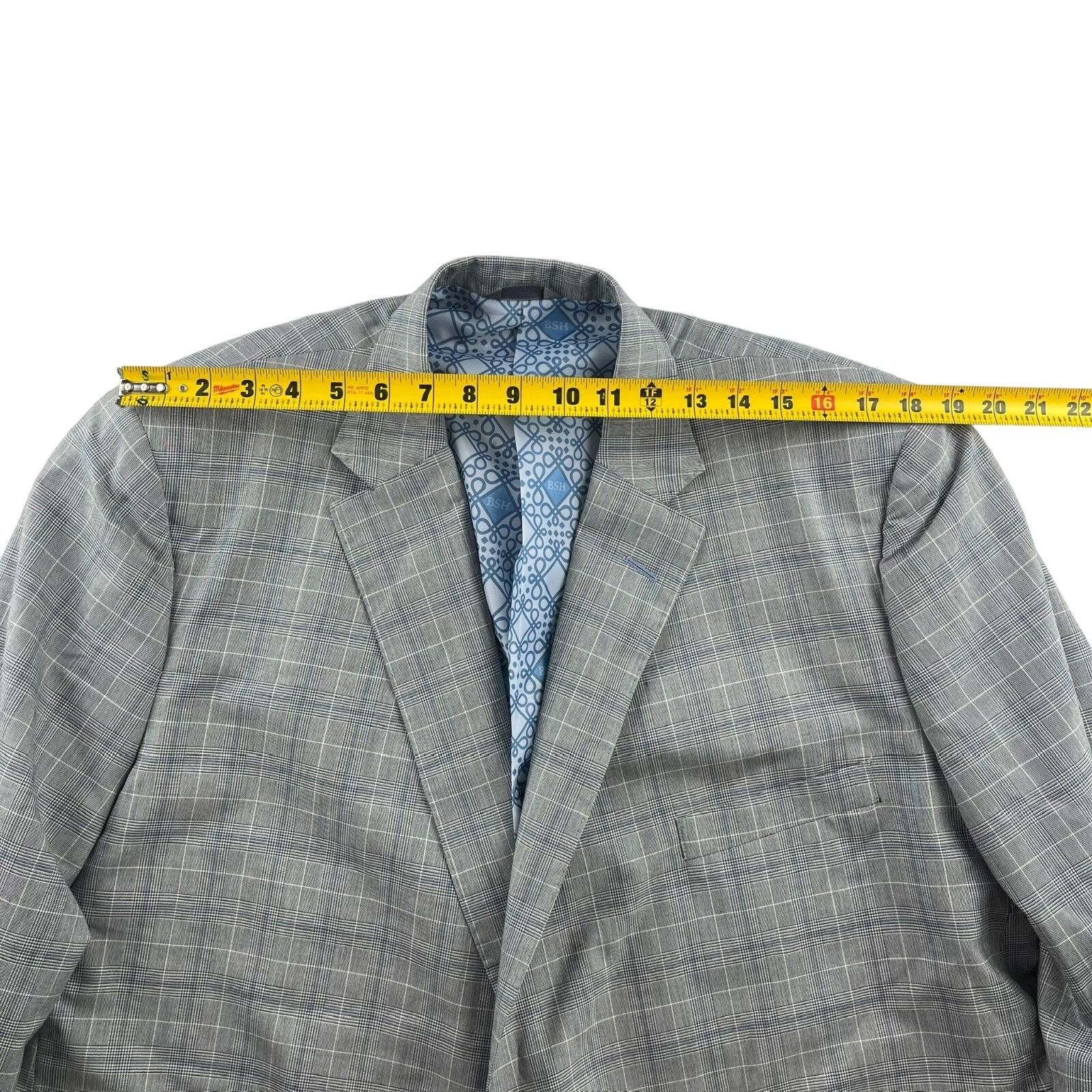 Holland & Sherry NEW Tom James x Holland & Sherry Gray Windowpane Plaid Suit• Size 50S - 9 Thumbnail