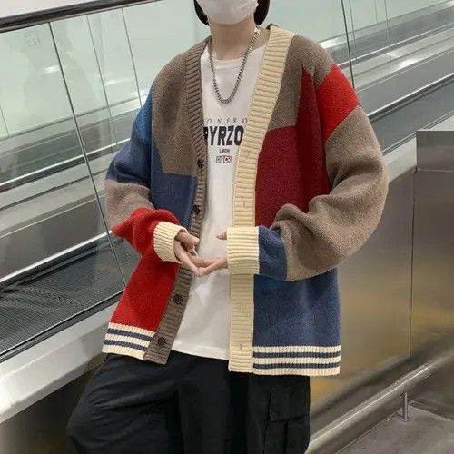 VIBE Patchwork Long Sleeve Cardigan Sweater Size US M / EU 48-50 / 2 - 5 Thumbnail