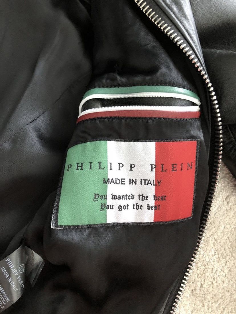 Philipp Plein Philipp Plein Homme Black Leather Bomber Jacket Size US L / EU 52-54 / 3 - 5 Thumbnail