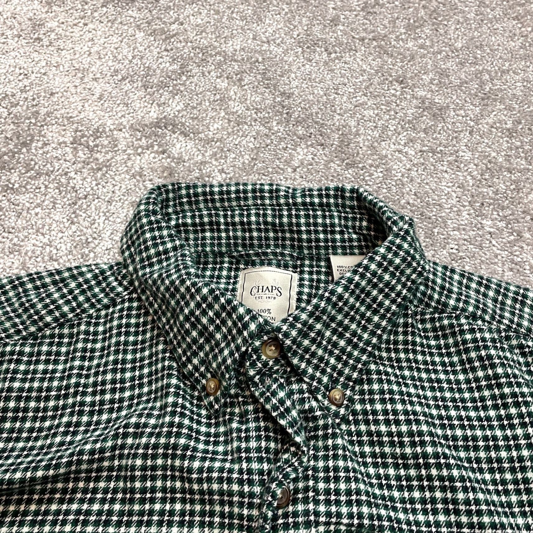 Chaps Chaps Button-Down Shirt Mens L Green Check Flannel Long Sleeve Collared Logo Size US L / EU 52-54 / 3 - 2 Thumbnail