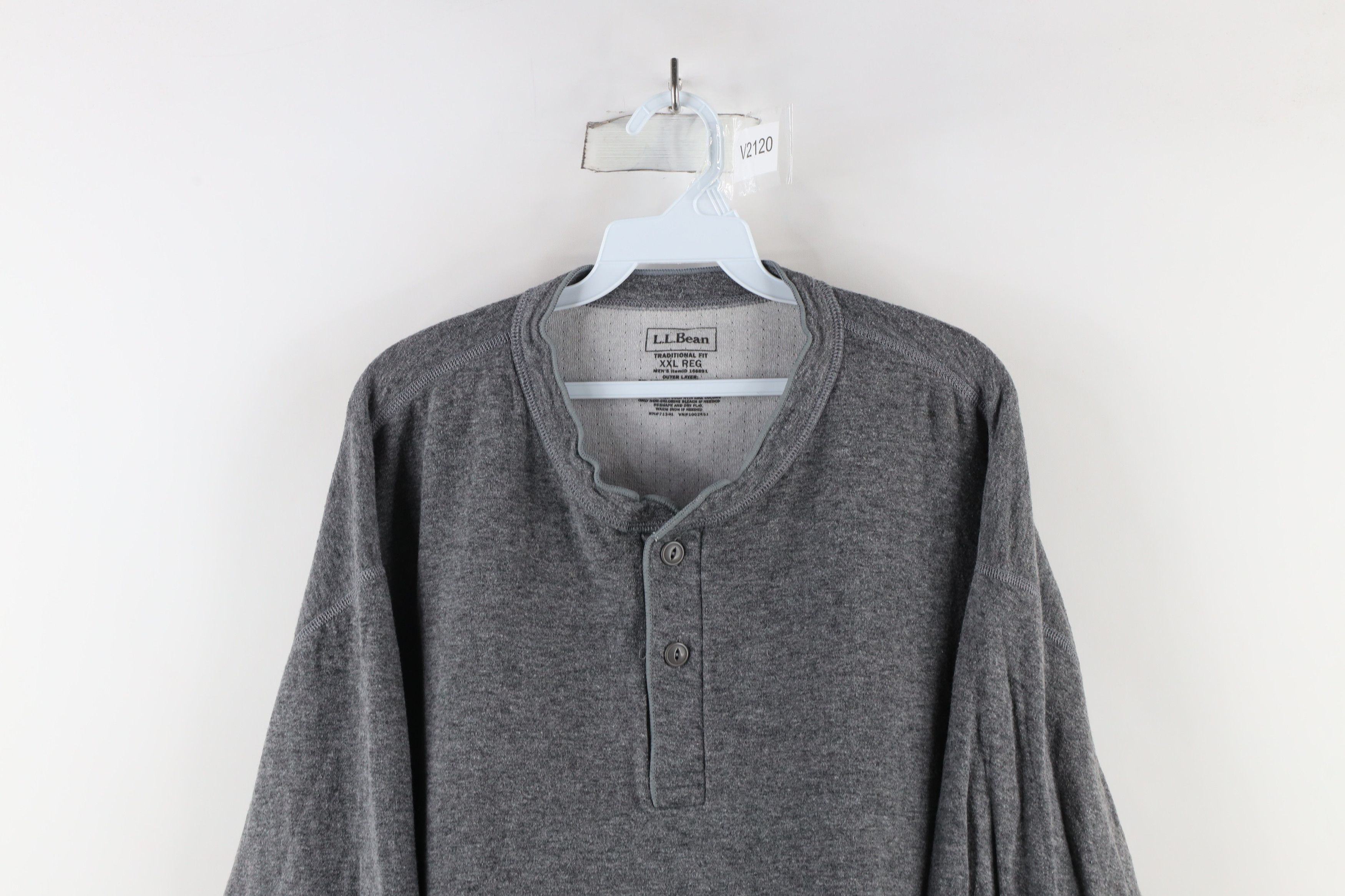 L.L. Bean × Vintage Vintage LL Bean Wool Blend Long Sleeve Henley T-Shirt Gray Size US XXL / EU 58 / 5 - 2 Thumbnail