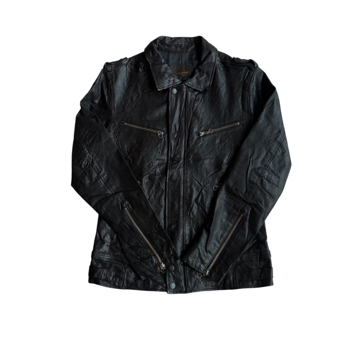 Issey Miyake × Tete Homme Issey Miyake Tete Homme Bikers Multipocket Leather Jacket Size US M / EU 48-50 / 2 - 5 Thumbnail