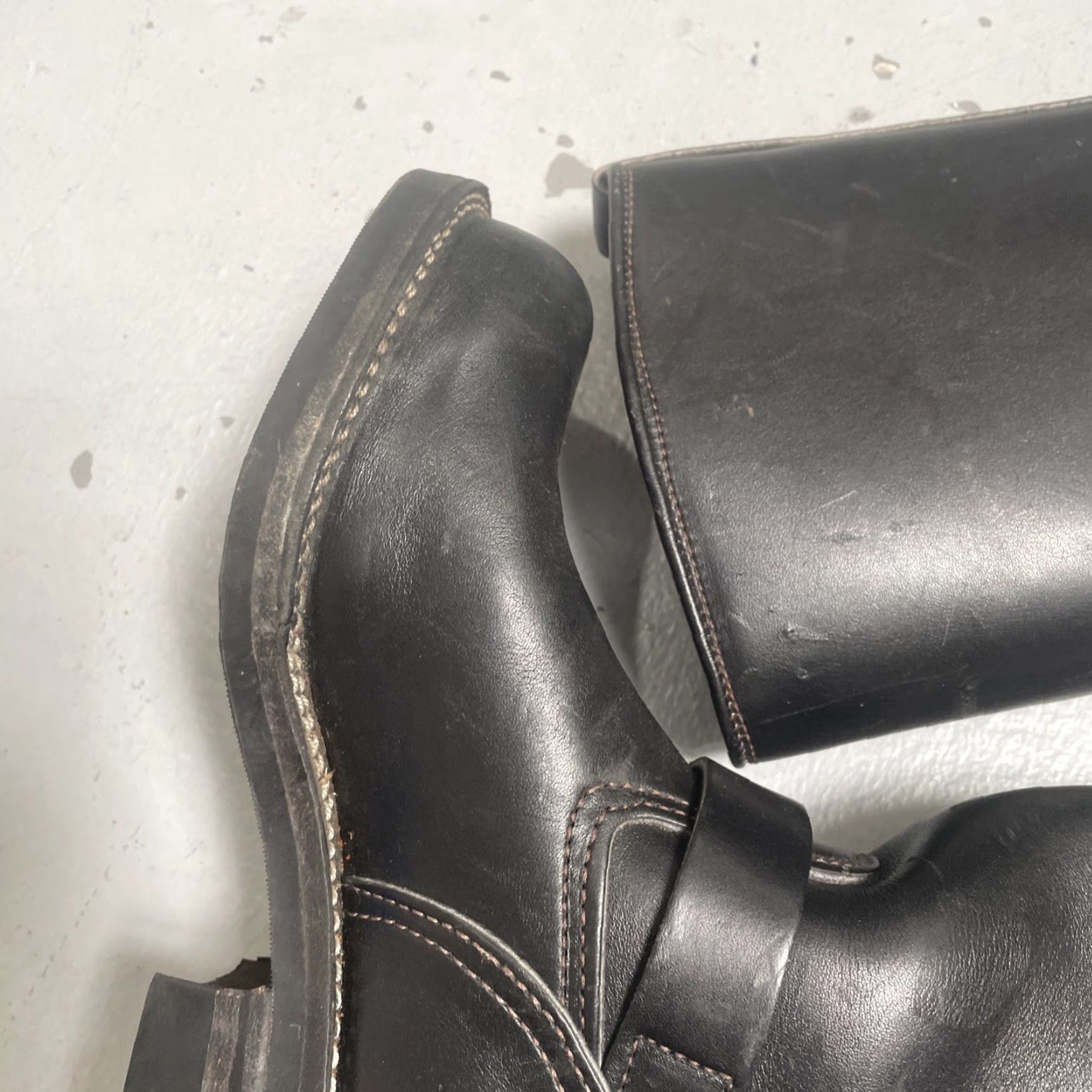 Vintage Langlitz Leather Motorcycle Biker Boots Mens? Womens? 6.5 D Black US Made USA Vintage 90s Leather Shoe Size US 7 / IT 37 - 5 Thumbnail