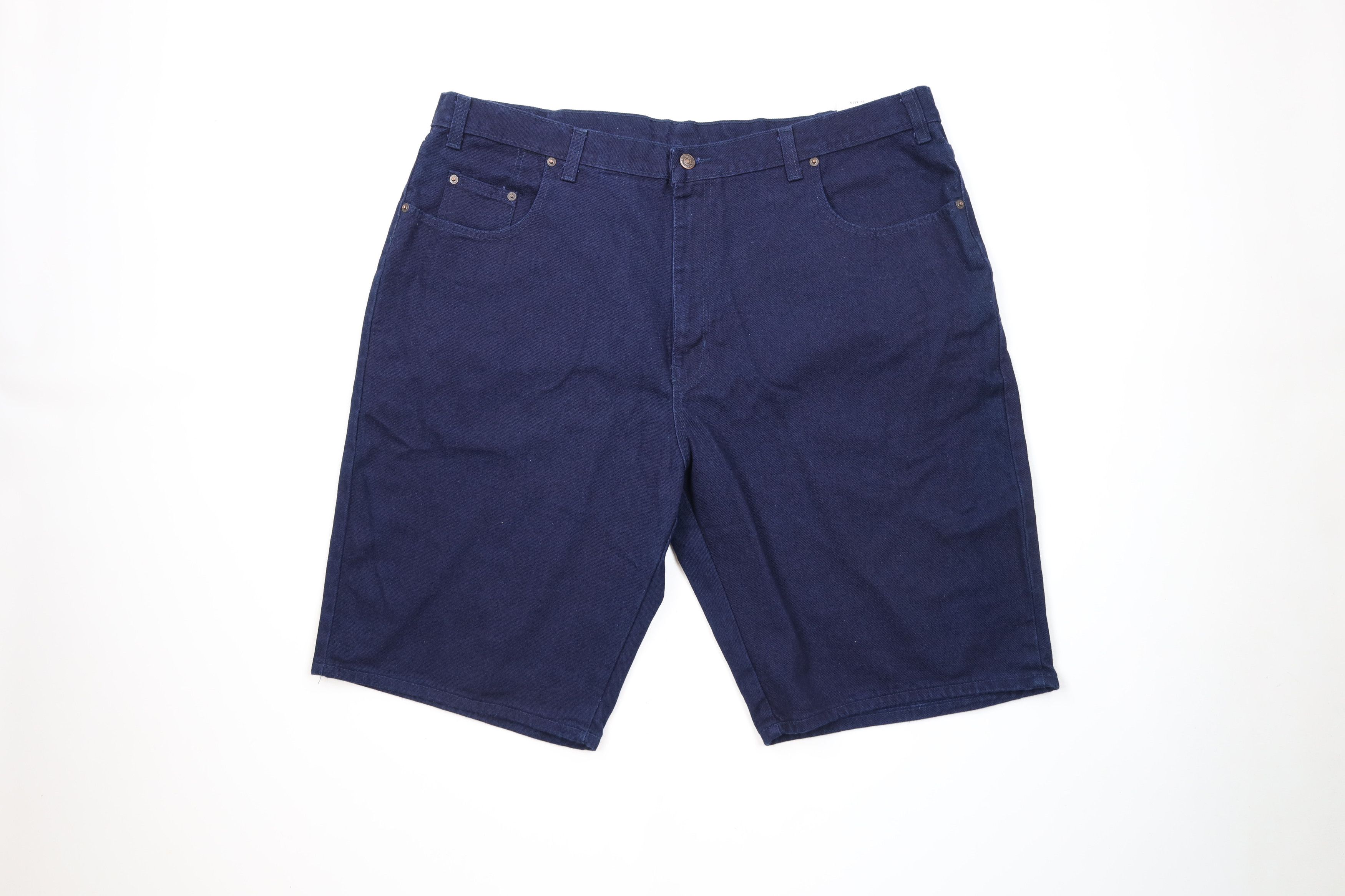 Vintage Deadstock Vintage 90s Streetwear Jean Shorts Jorts Dark Blue Size US 42 / EU 58 - 1 Thumbnail