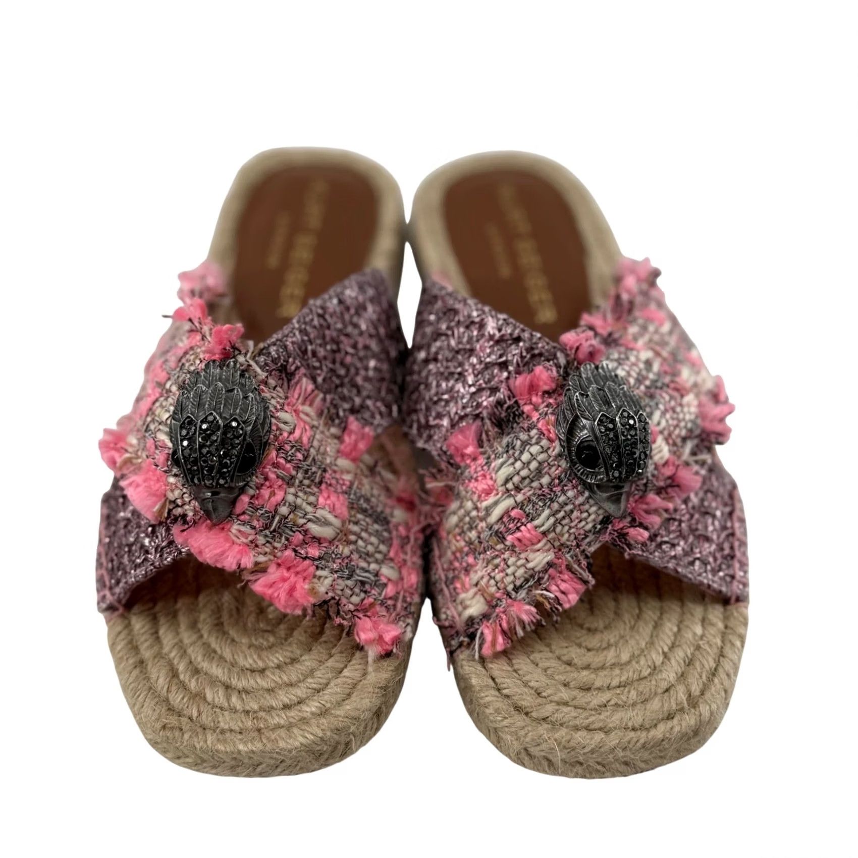 Kurt Geiger Kurt Geiger Womens Sandal Pink Tweed Espadrille Slide 7 Kensington X Eagle Head Size US 7 / IT 37 - 7 Thumbnail