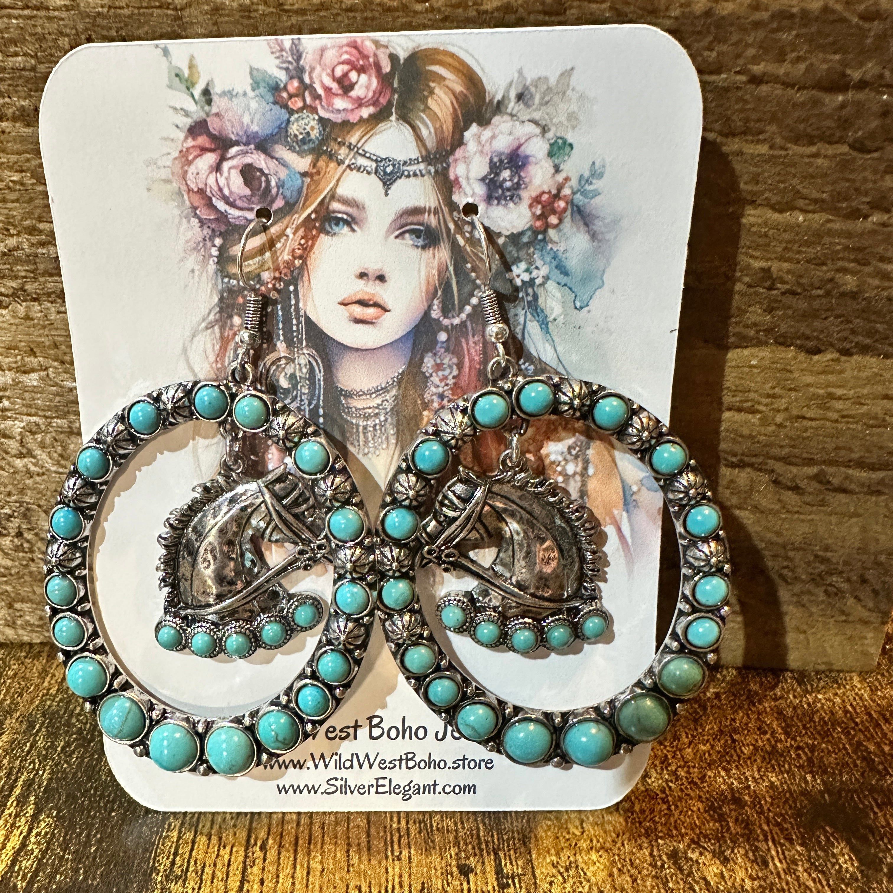Other Boho Vibrant Turquoise Horse Estuarian Charm Statement Earr Size ONE SIZE - 8 Thumbnail