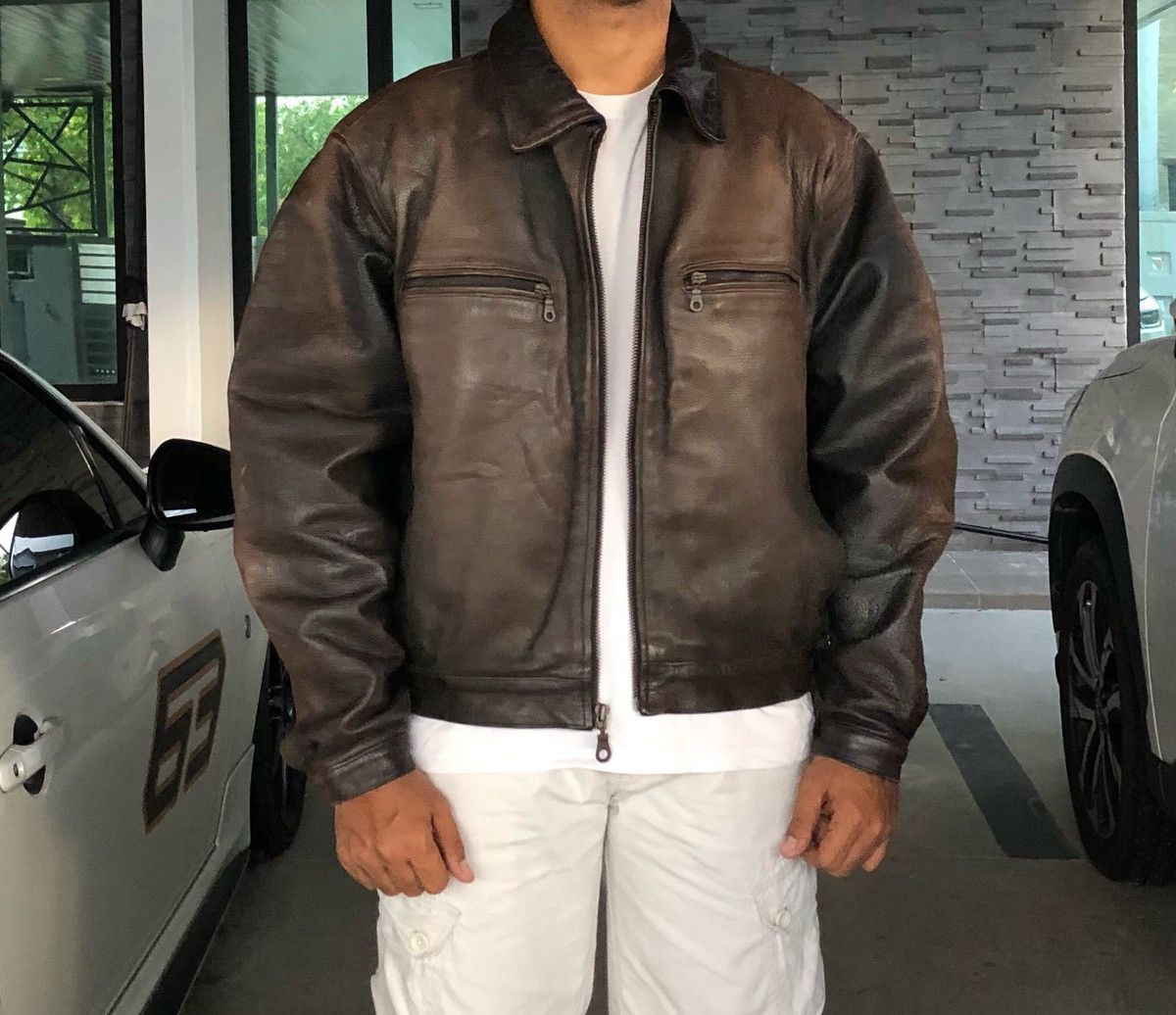 First MFG Co. VTG First Genuine Leather Sun Faded Thinsulate Bomber Jacket Size US L / EU 52-54 / 3 - 6 Thumbnail