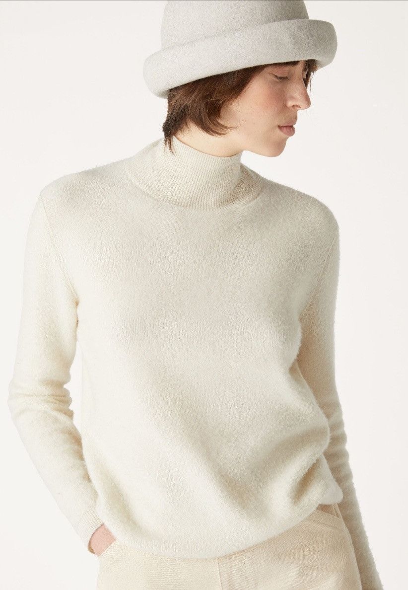 Loro Piana o1srvl11e0725 FAO2888 Turtleneck Sweater in White Size M / US 6-8 / IT 42-44 - 5 Thumbnail