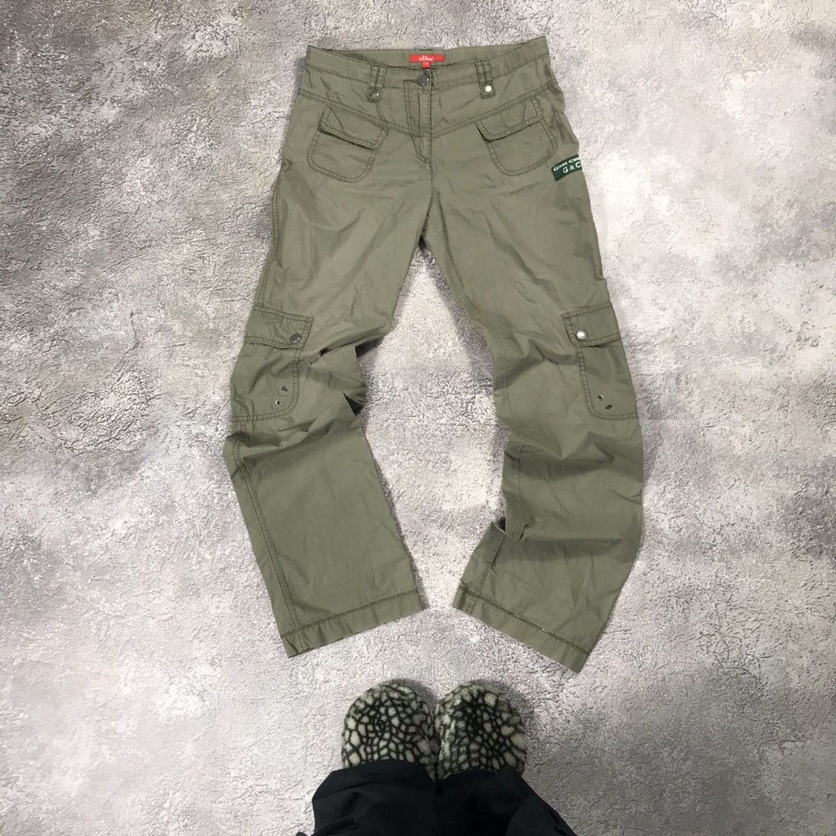 Vintage Vintage Y2K Baggy Cargo Pants Distressed Streetwear Olive 28 Size 28" / US 6 / IT 42 - 2 Thumbnail