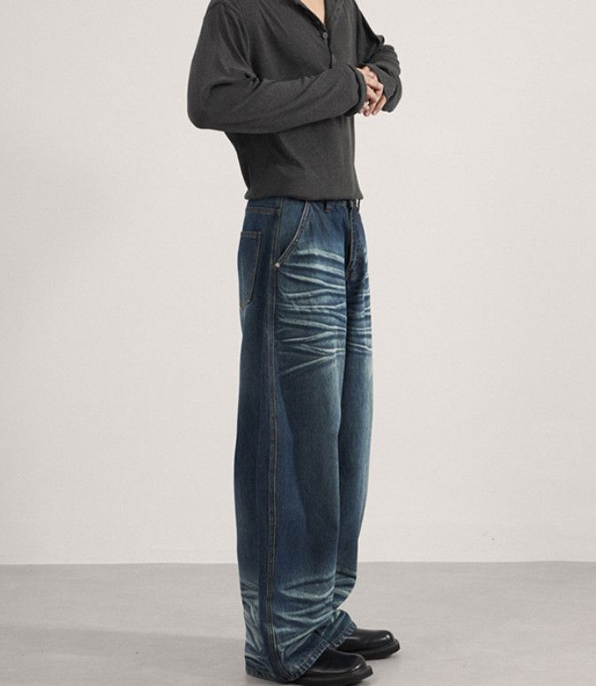 Japanese Brand American loose men's whisker curved jeans Size US 32 / EU 48 - 2 Thumbnail