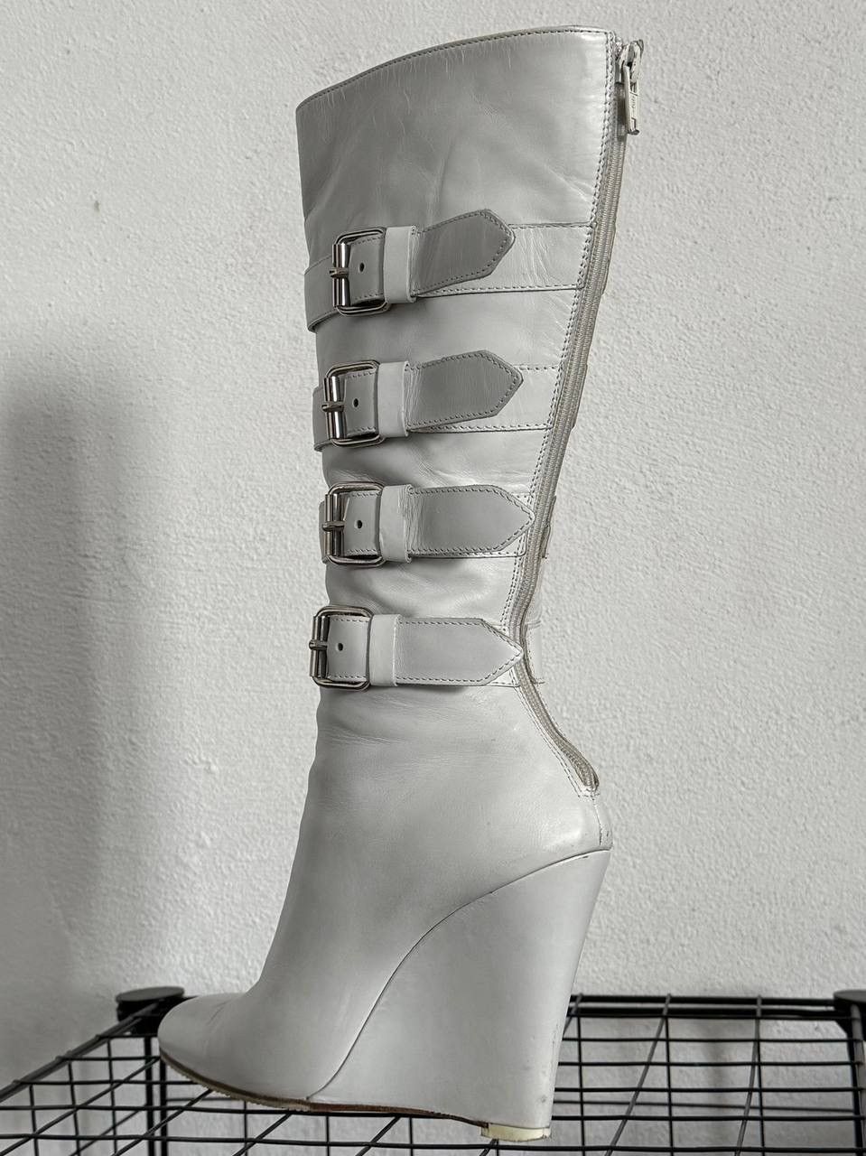 Helmut Lang 2003 Helmut Lang Avangard white leather boots / heels Size US 7.5 / IT 37.5 - 7 Thumbnail