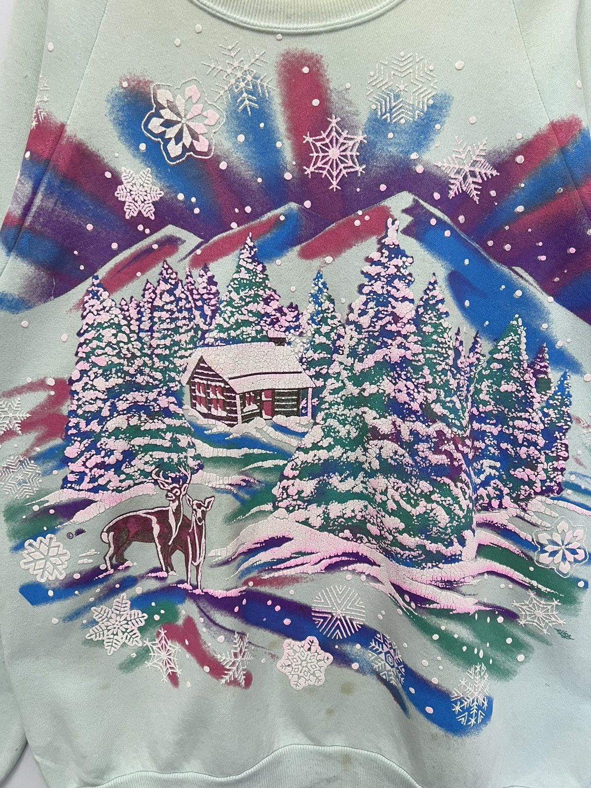 Jerzees × Vintage 🔥 Vintage 90's Jerzees Winter Art Graphic Over printed - XL Size US M / EU 48-50 / 2 - 4 Thumbnail