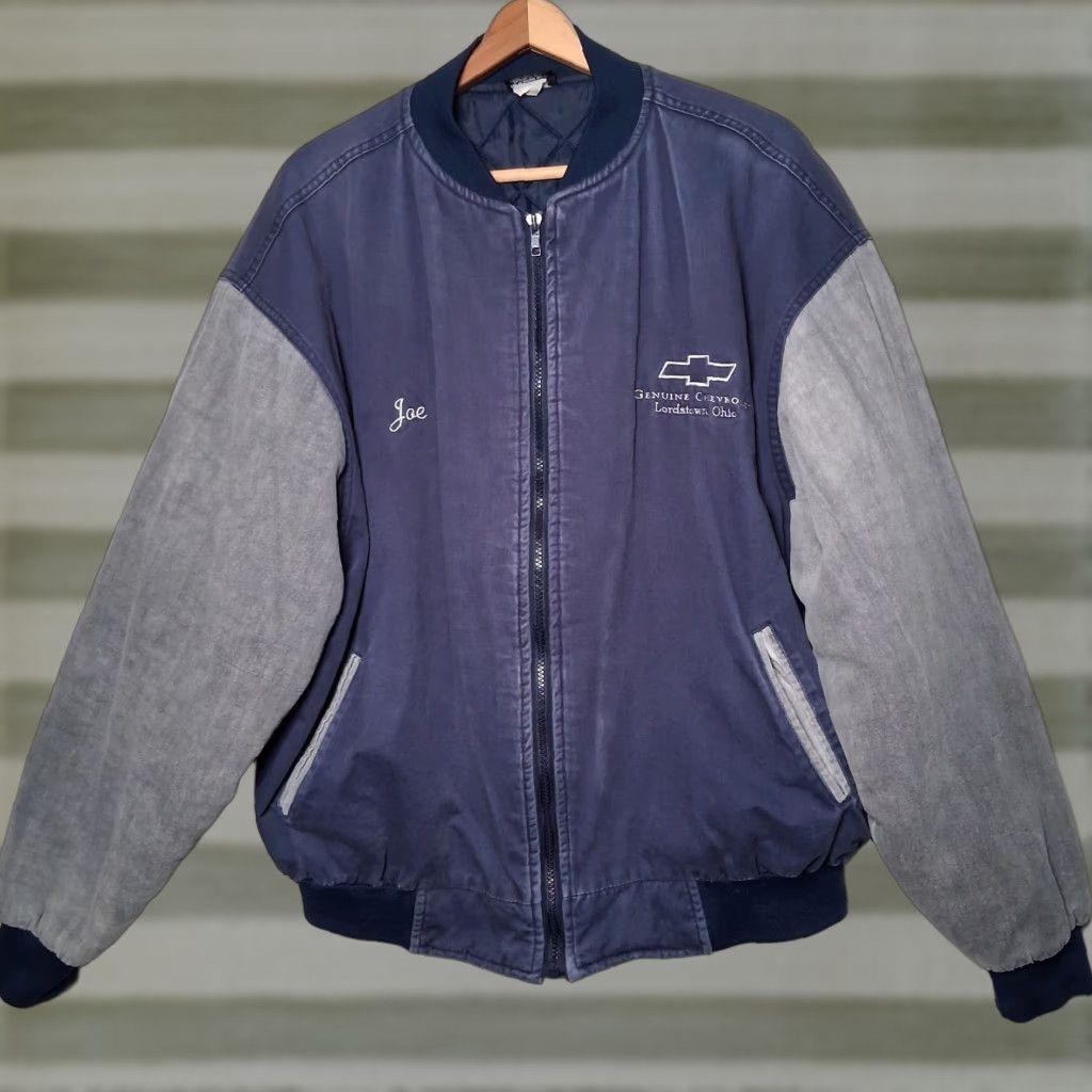 Vintage Genuine Chevrolet Bomber Jacket XL Men Blue Canvas Quilted USA Union Made JOE Embroidered Logo Vintage Workwear展 Size US XL / EU 56 / 4 - 1 Thumbnail