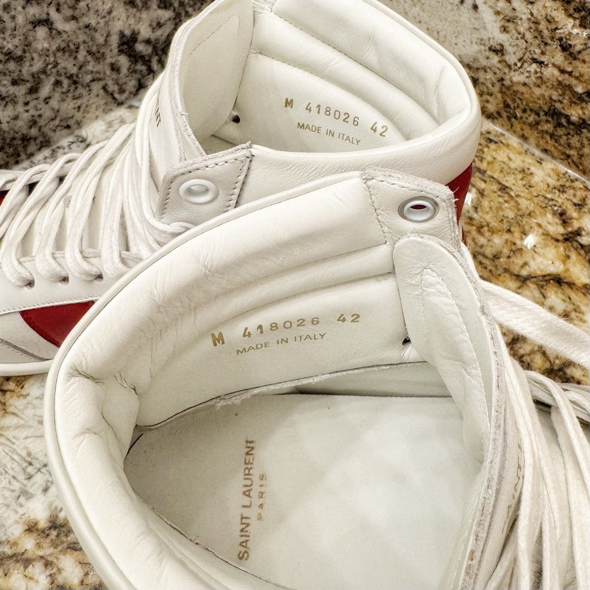 Saint Laurent Paris SL/10H HIGH TOP WHITE+RED Size US 9 / EU 42 - 7 Thumbnail