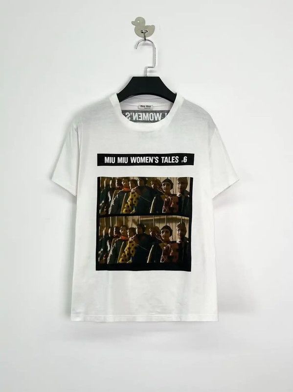 Miu Miu Miu Miu Women’s Tales White Cotton T-Shirt 0089 Size XS / US 0-2 / IT 36-38 - 1 Thumbnail