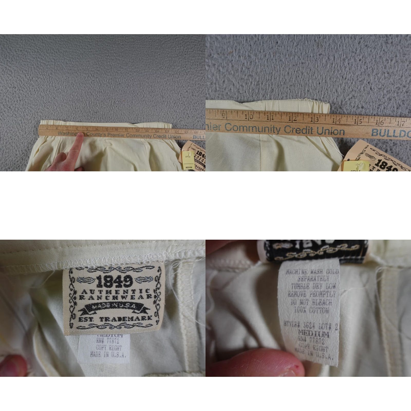 DANCER VINTAGE 1849 Authentic Ranchwear White Western Skirt Womens Medium Knee Length Elastic Waist Cowboy Theme Mens? No. Size 32" / US 10 / IT 46 - 8 Thumbnail