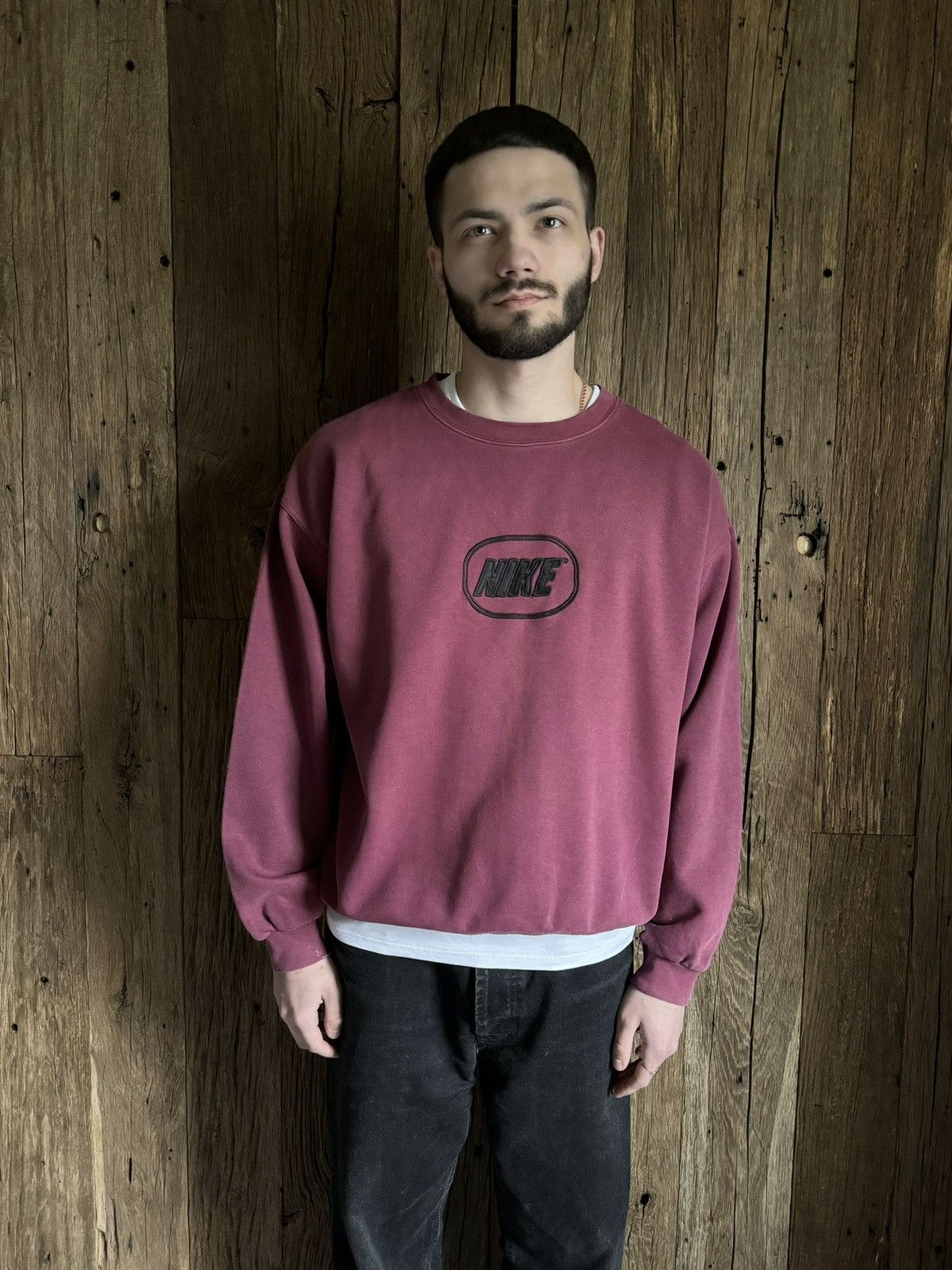 Vintage Y2K Nike Big Logo Burgundy Sweatshirt