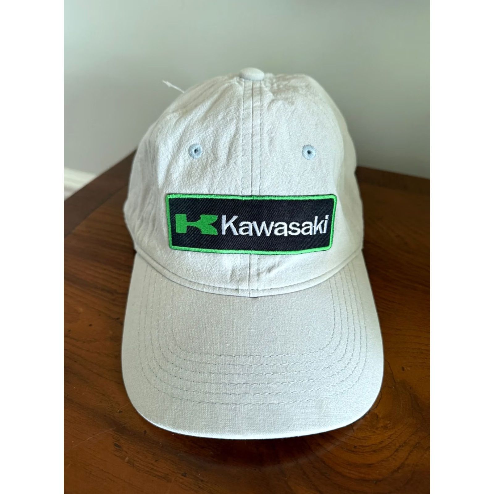 Vintage VINTAGE KAWASAKI Cap Hat Patch Gray Leather Strapback RACING Size ONE SIZE - 2 Thumbnail