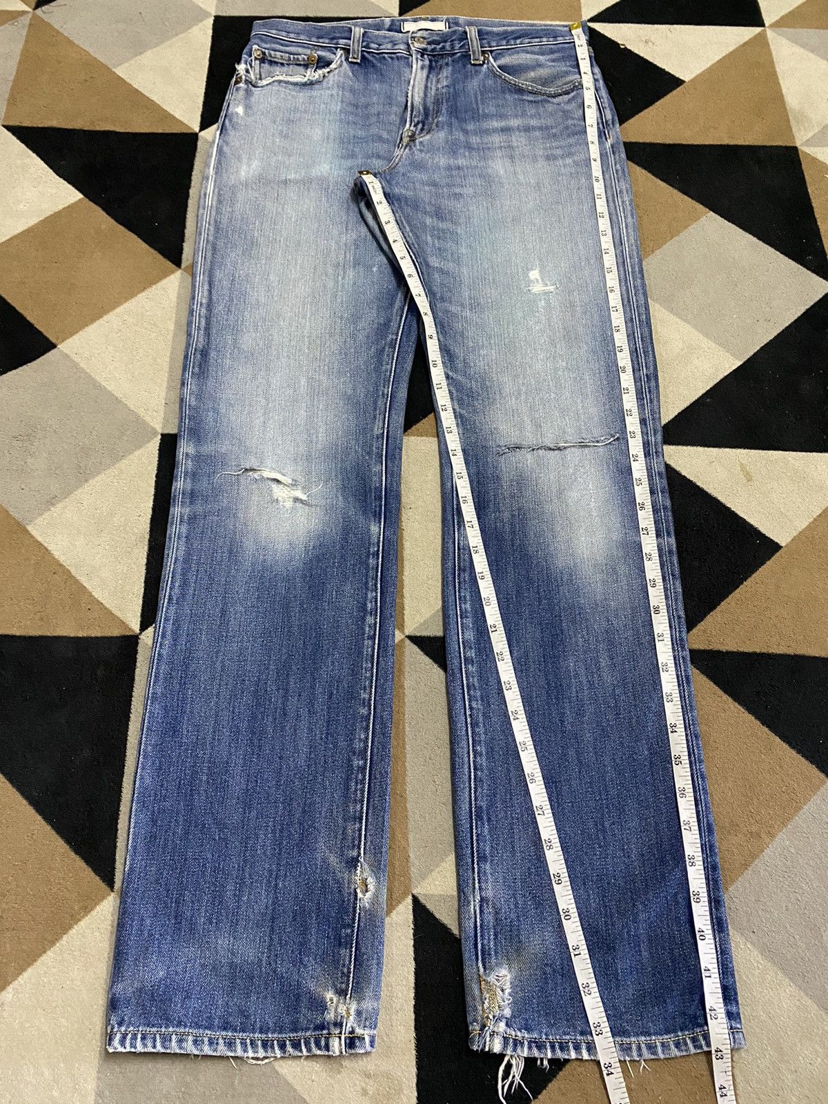 Japanese Brand Vintage Uniqlo Blue Wash Distressed Jeans Size US 32 / EU 48 - 17 Thumbnail
