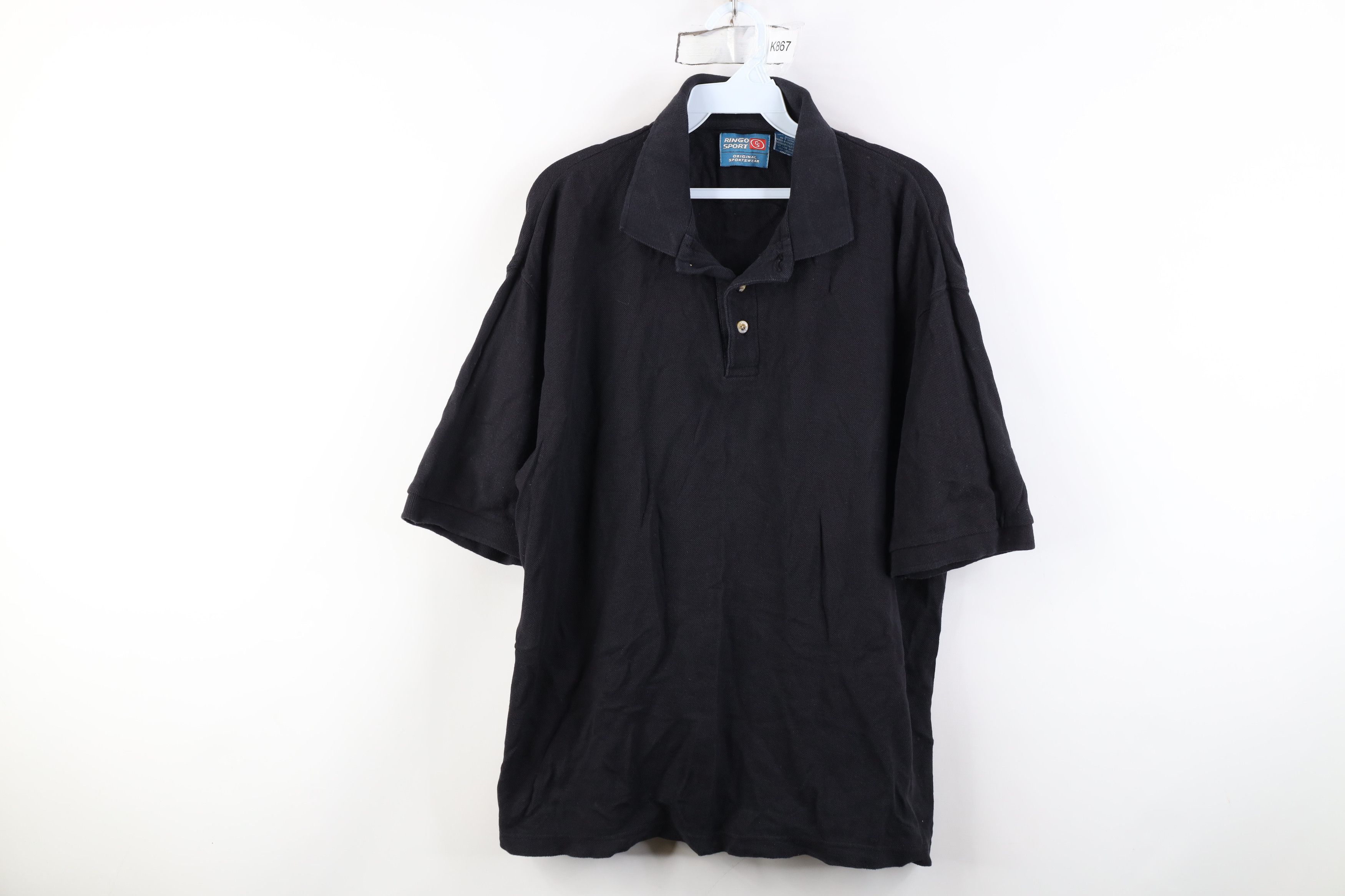 Vintage Vintage 90s Streetwear Baggy Heavyweight Polo Shirt Black Size US L / EU 52-54 / 3 - 1 Thumbnail