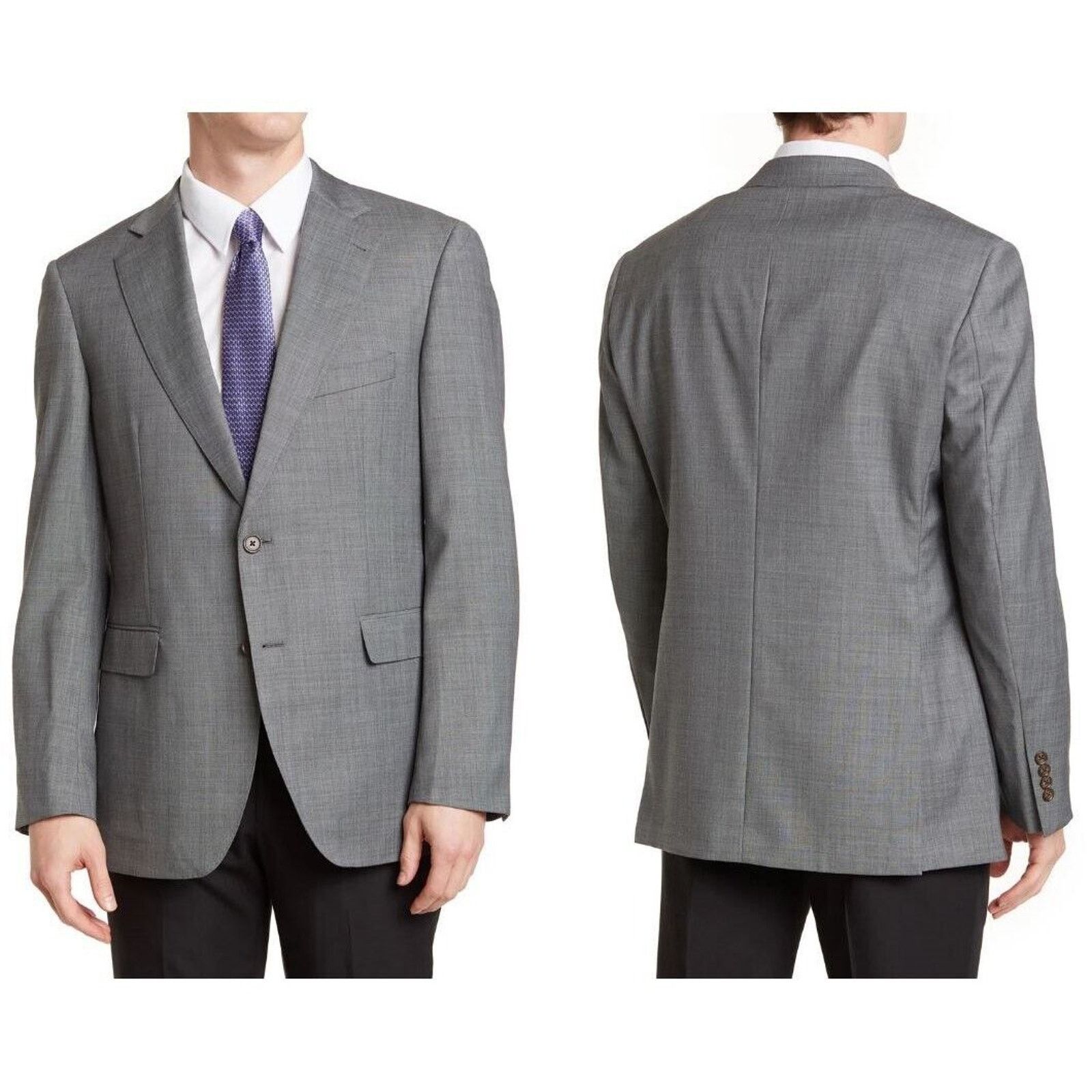 The Unbranded Brand Anton Lane Men Grey Wool Blend Classic Formal Blazer 38S Size 38S - 1 Thumbnail
