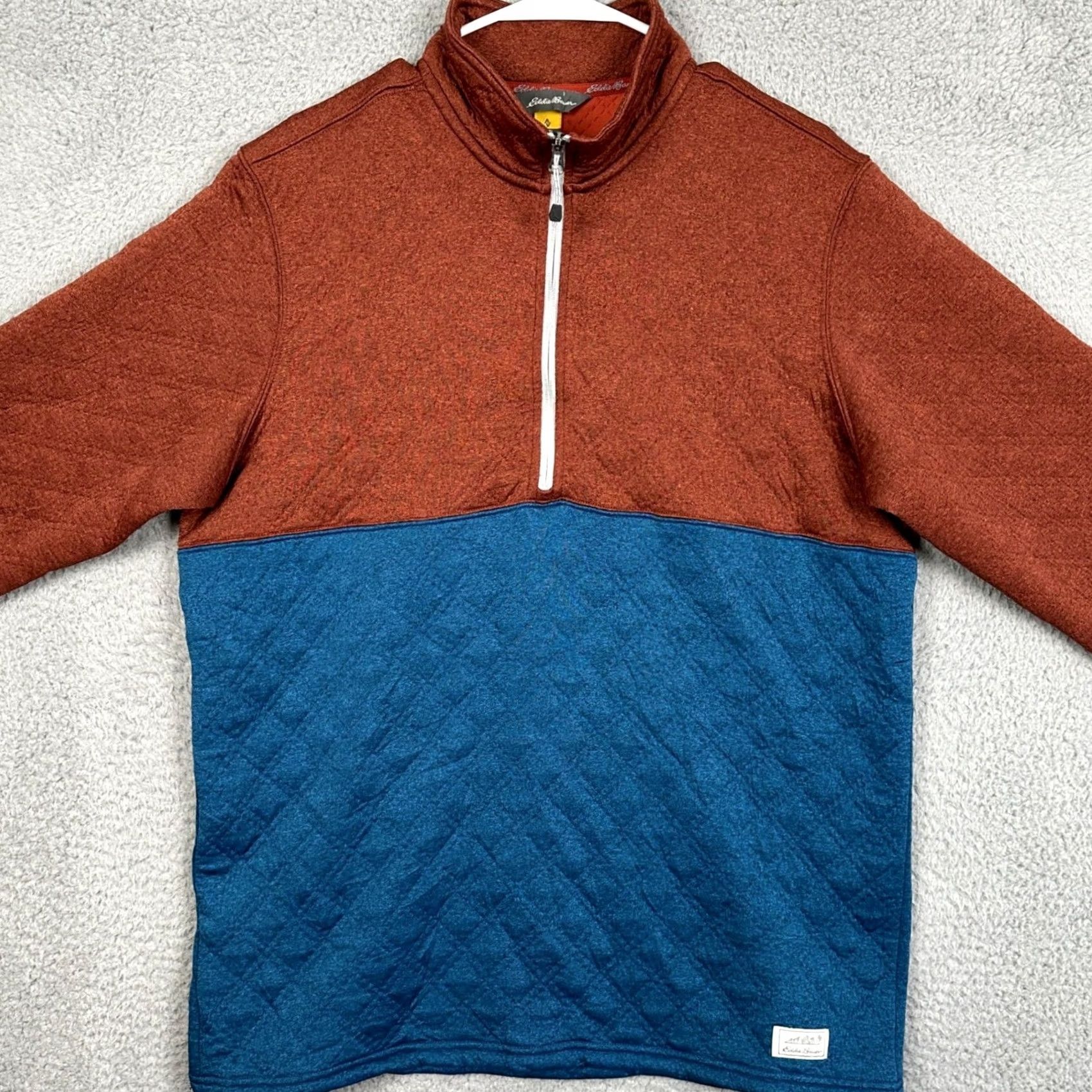 Eddie Bauer Eddie Bauer Mens Pullover Sweatshirt Orange Blue Colorblock Quilted LT Authentic Size US L / EU 52-54 / 3 - 2 Thumbnail