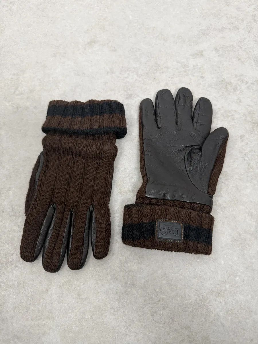 Dolce & Gabbana 2000s Dolce & Gabbana Brown Wool & Black Leather Gloves Size ONE SIZE - 7 Thumbnail