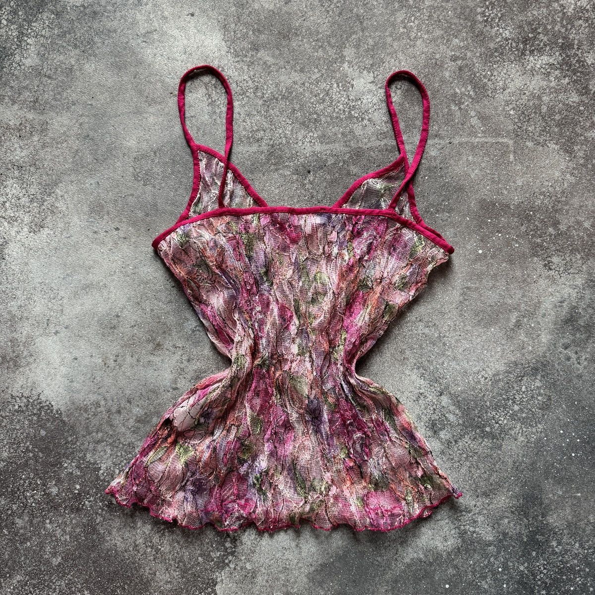 Hysteric Glamour Vintage Y2K Floral Mesh Camisole Pink Sheer Top Fairycore Size M / US 6-8 / IT 42-44 - 8 Thumbnail