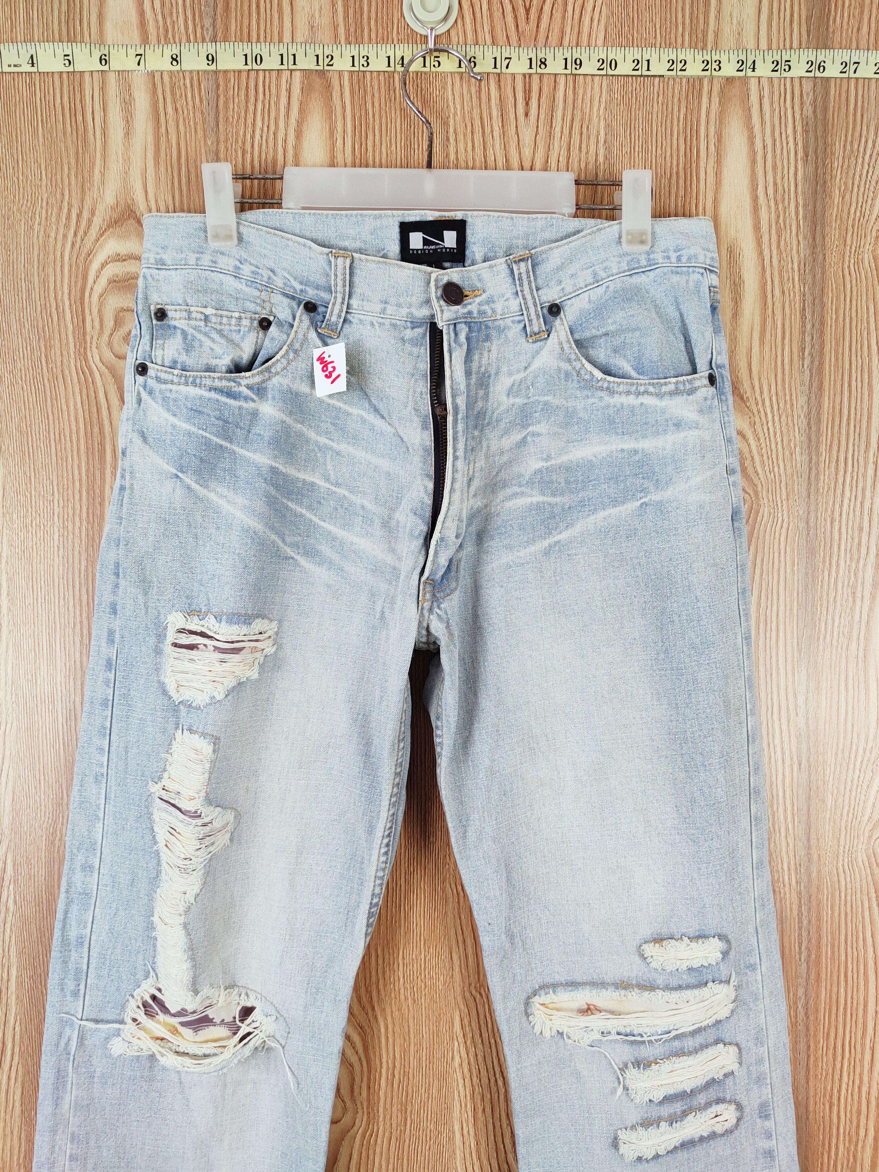 Japanese Brand Nylaus Blue Distressed Ripped Jeans #W631 Size US 33 - 2 Thumbnail
