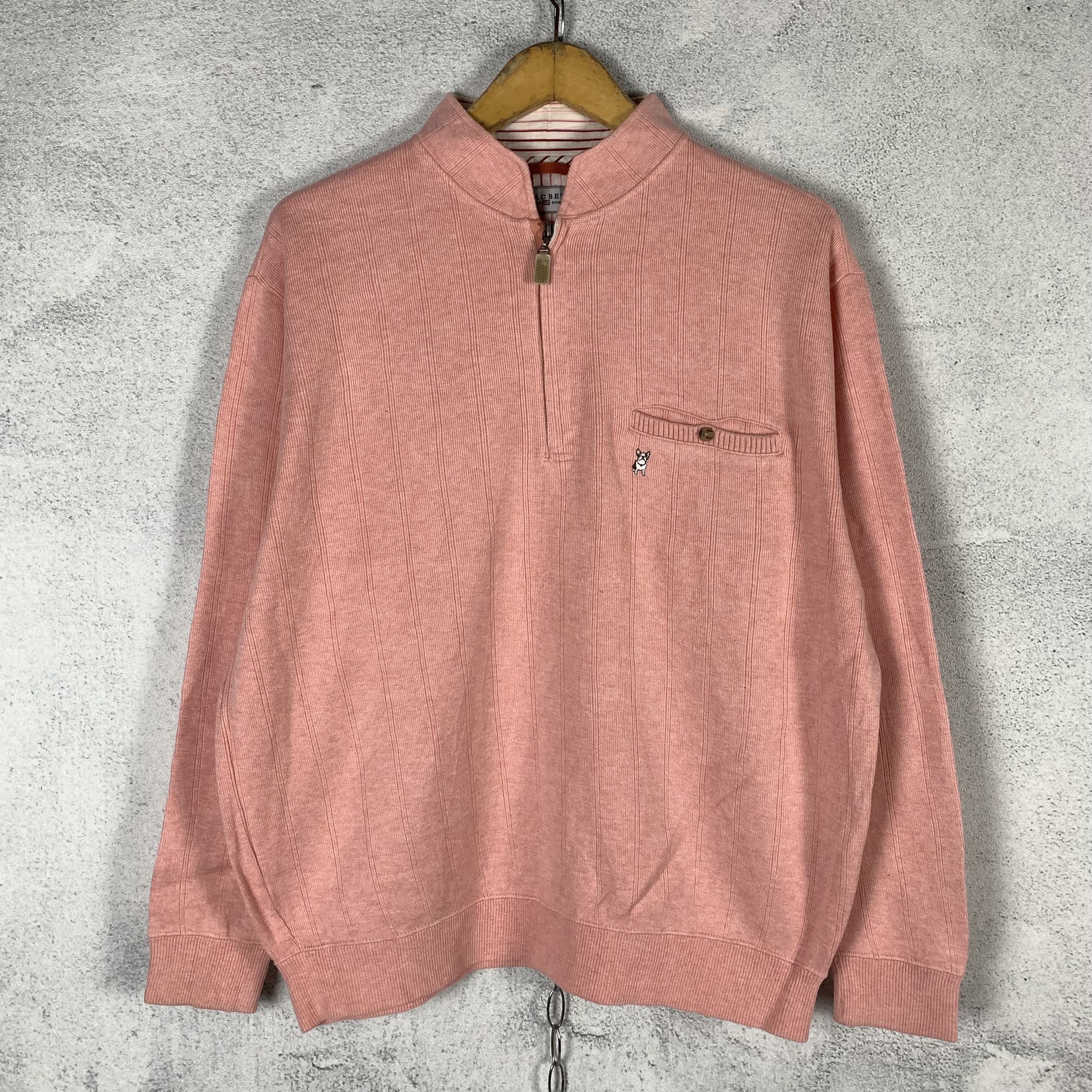 Vintage Vintage 90s Macbet Halfzip Soft Pink Sweatshirt Crewneck Size US L / EU 52-54 / 3 - 1 Thumbnail