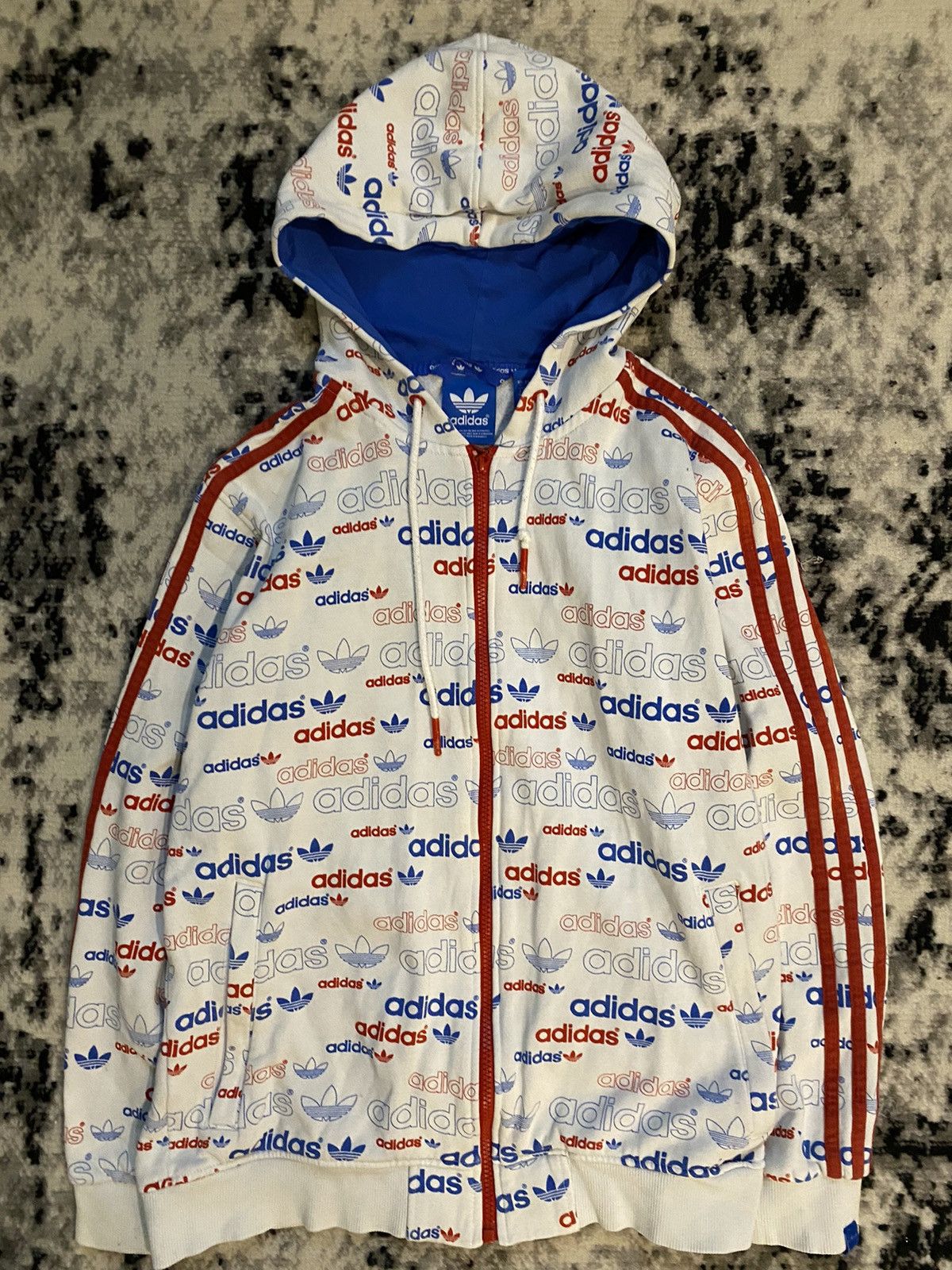 Adidas × Vintage Vintage Adidas Zip Hoodie Monogram S Size Size US S / EU 44-46 / 1 - 4 Thumbnail