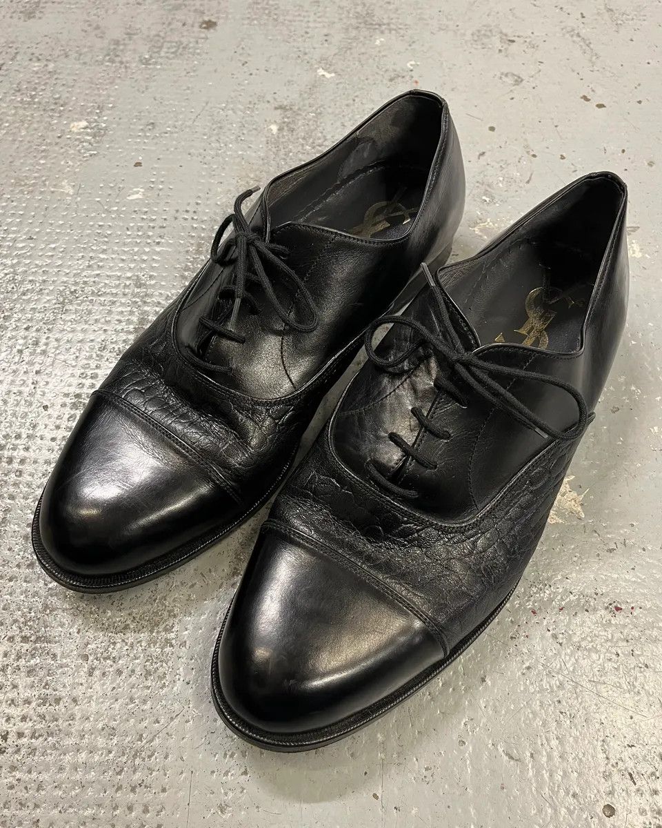 Yves Saint Laurent 1990s Yves Saint Laurent Black Leather Oxford Shoes Size US 9 / EU 42 - 2 Thumbnail