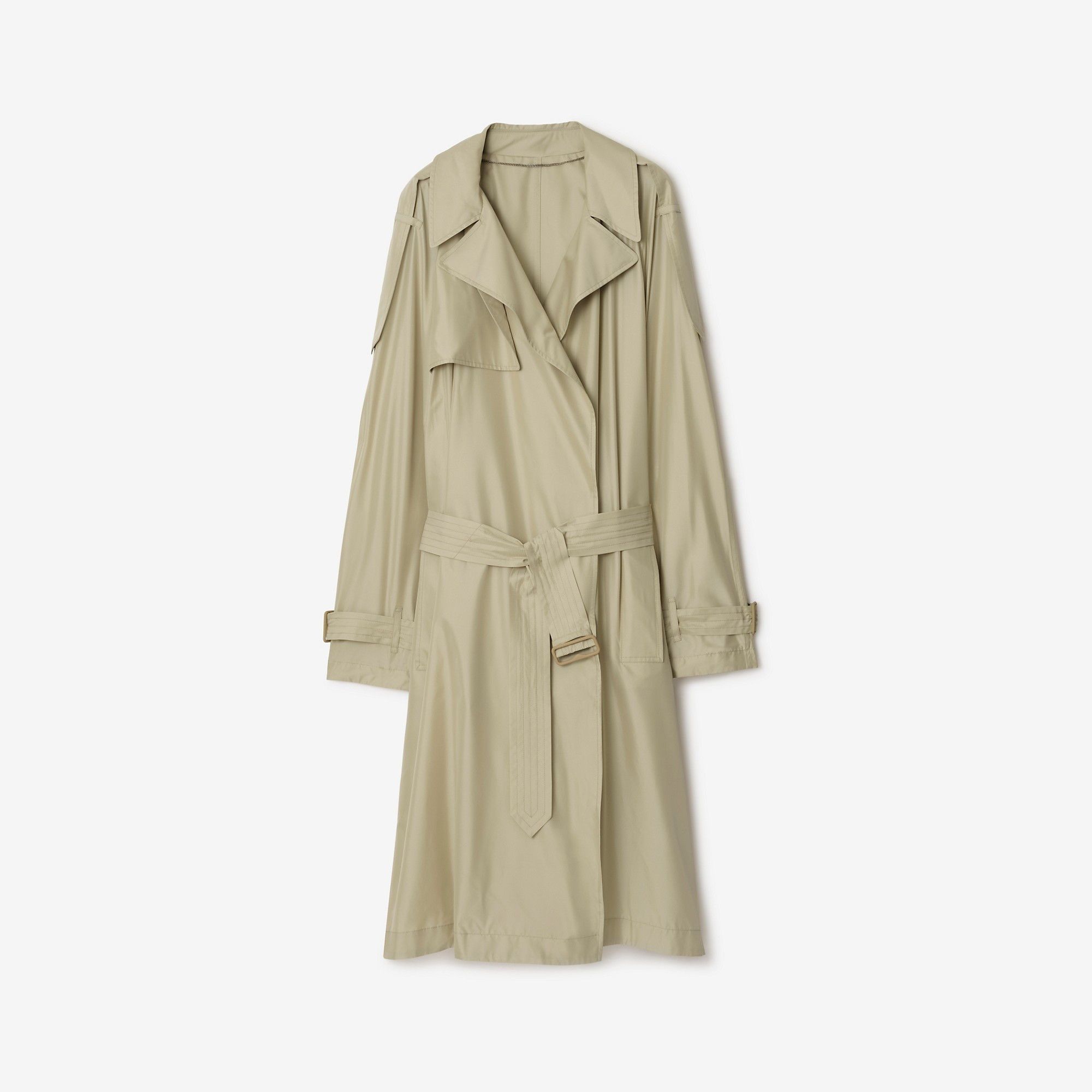 Burberry o1w1db10326 Long Silk Trench Coat in Beige Size US S / EU 44-46 / 1 - 1 Thumbnail