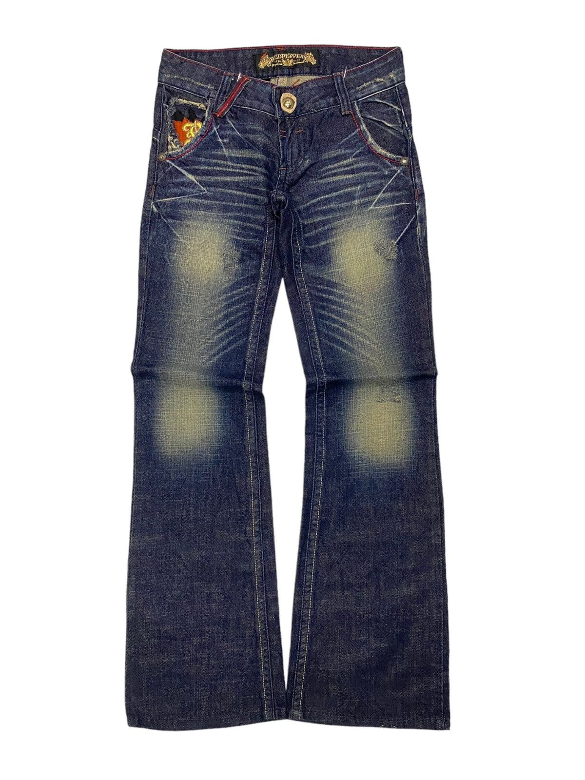 Hysteric Glamour × If Six Was Nine × Japanese Brand Flare Red Pepper Japan Jean Patches Distressed Embroidery Size US 30 / EU 46 - 3 Thumbnail