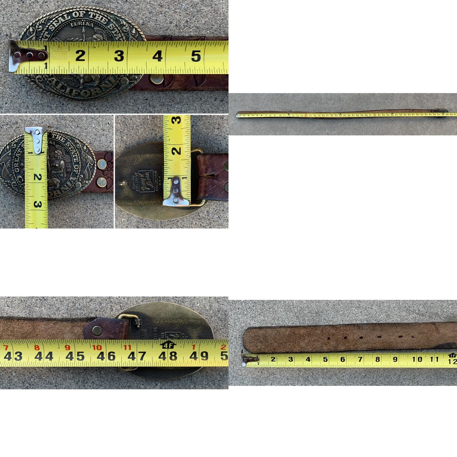 Tony Lama VINTAGE tooled leather belt Tony Lama state series California brass buckle Belt Adult Unisex Rockabilly Size ONE SIZE - 8 Thumbnail