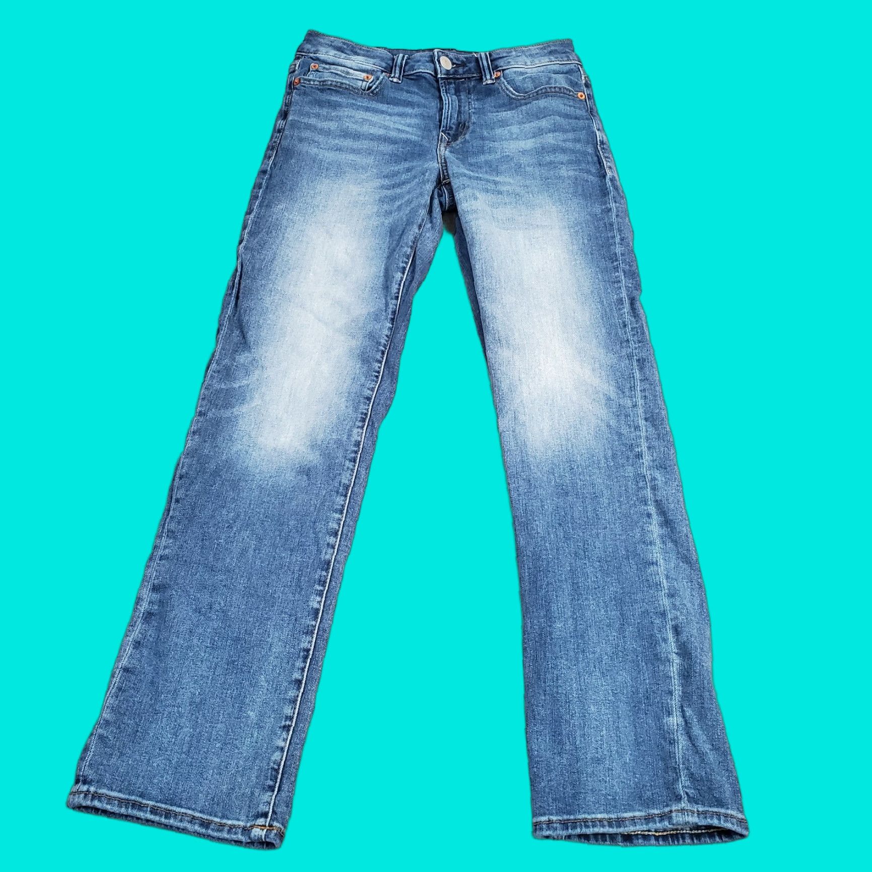 American Eagle Outfitters American Eagle Jeans Mens 28x30 Blue Original Straight Faded Medium Wash Denim Size US 28 / EU 44 - 1 Thumbnail