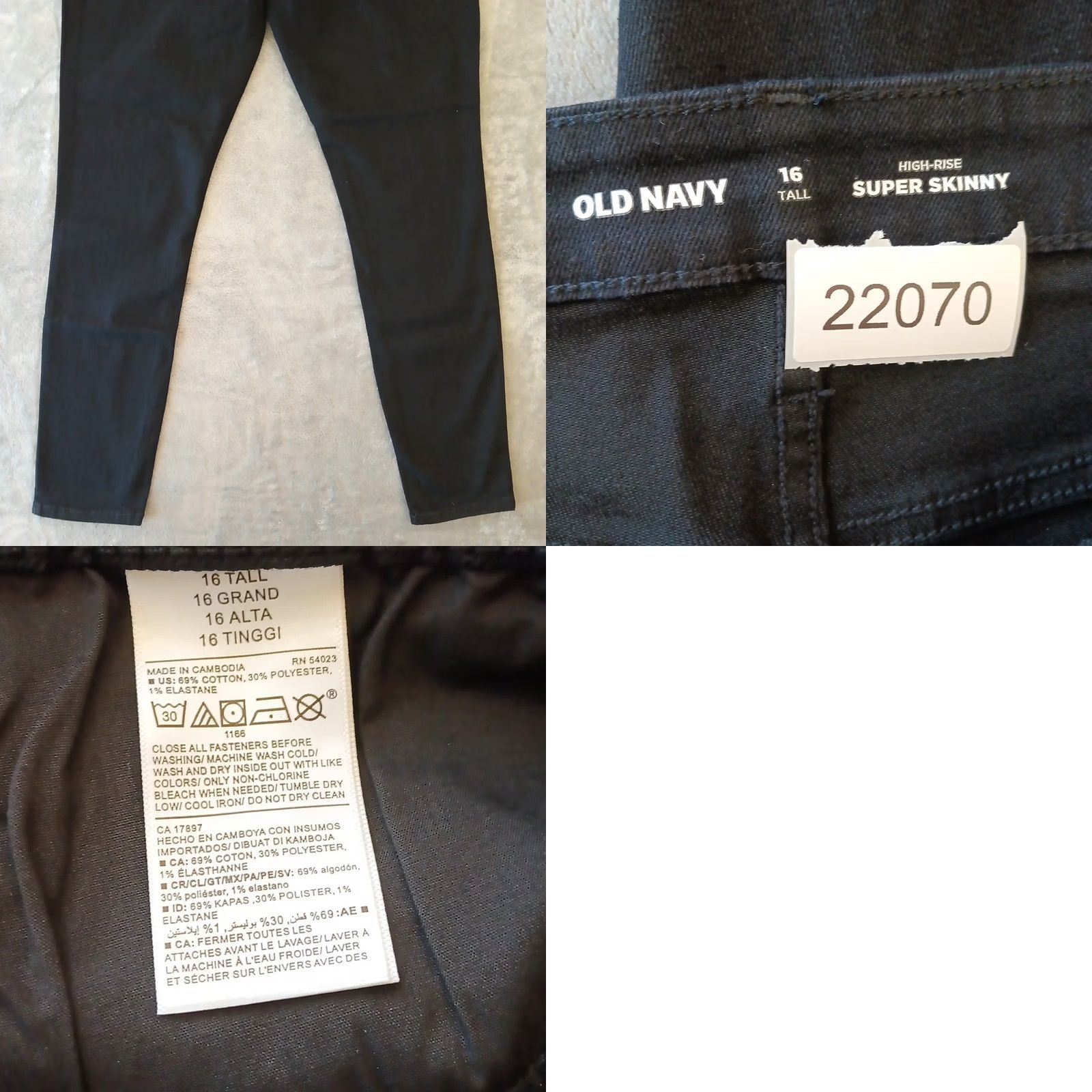 Old Navy Old Navy Jeans Womens 16 Tall High Rise Skinny Stretch Black Denim 5-Pocket Inseam 30.5in Size 38" / US 16 / IT 52 - 8 Thumbnail