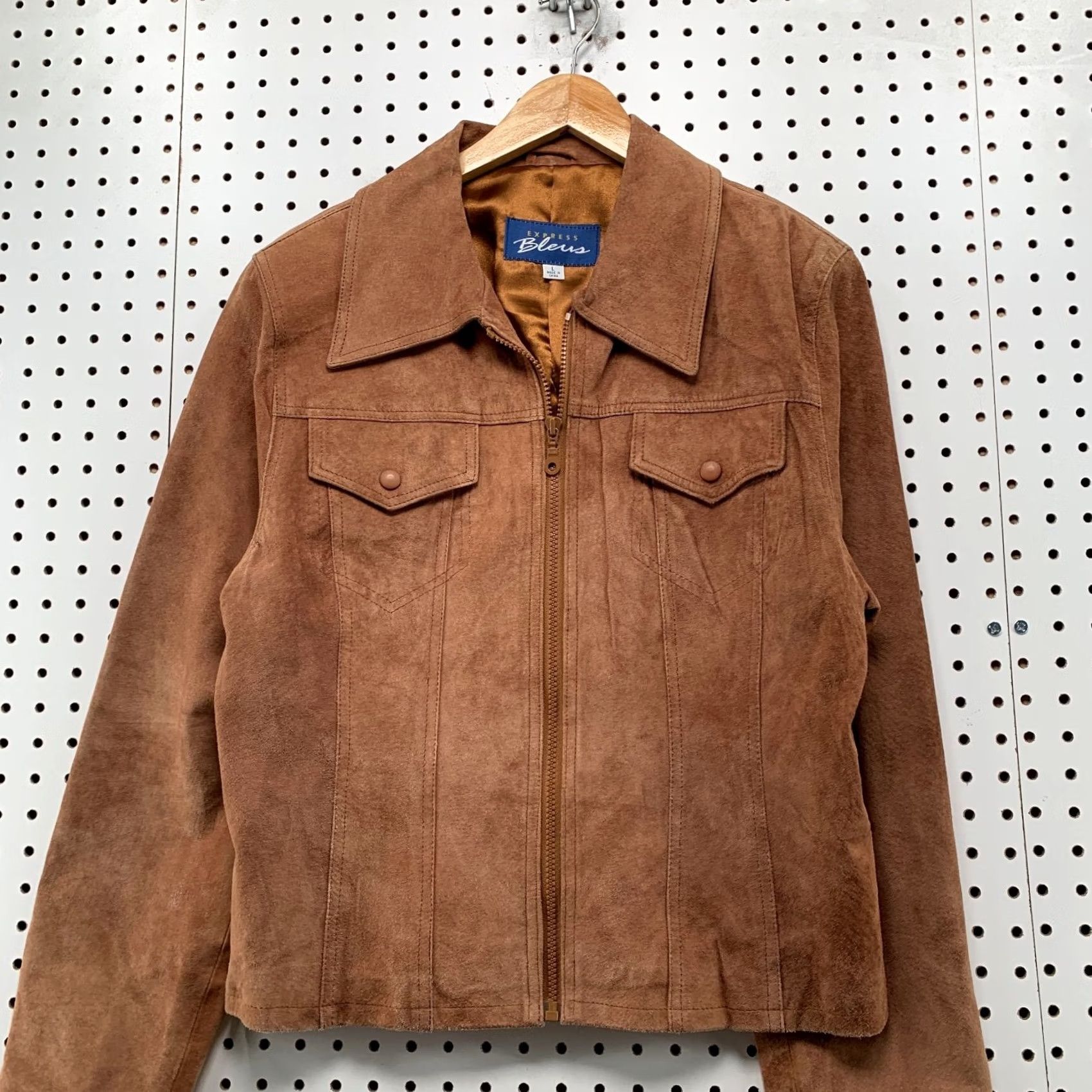 Express VINTAGE Express Blues Suede Jacket Womens Large Brown Western Cowboy Jacket Size L / US 10 / IT 46 - 4 Thumbnail