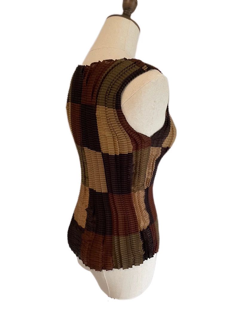 Issey Miyake Issey Miyake Brown main color block pleated vest Size M / US 6-8 / IT 42-44 - 6 Thumbnail